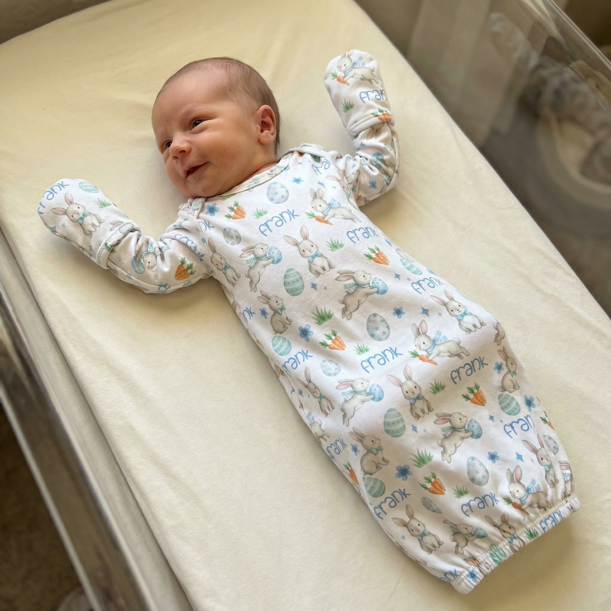 Personalized Sleep Gown in Blue Easter Eggs