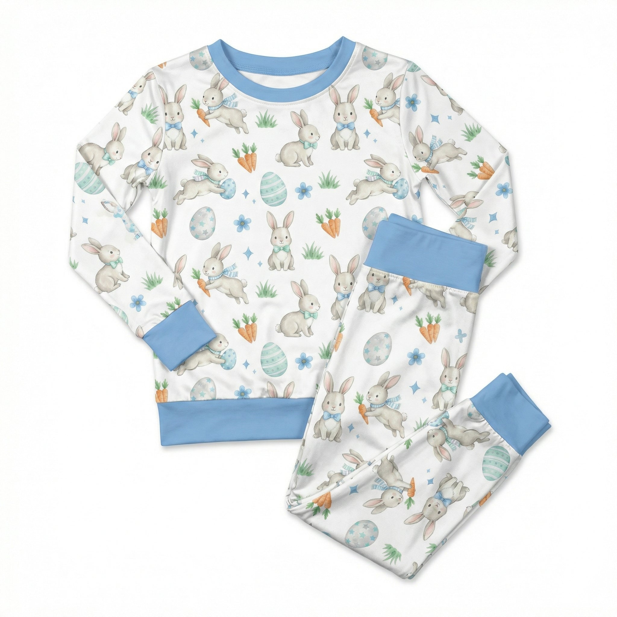 Pajama Set in Blue Easter Eggs
