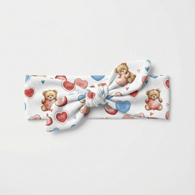 Personalized Knotted Headband in Blue Sweet Heart