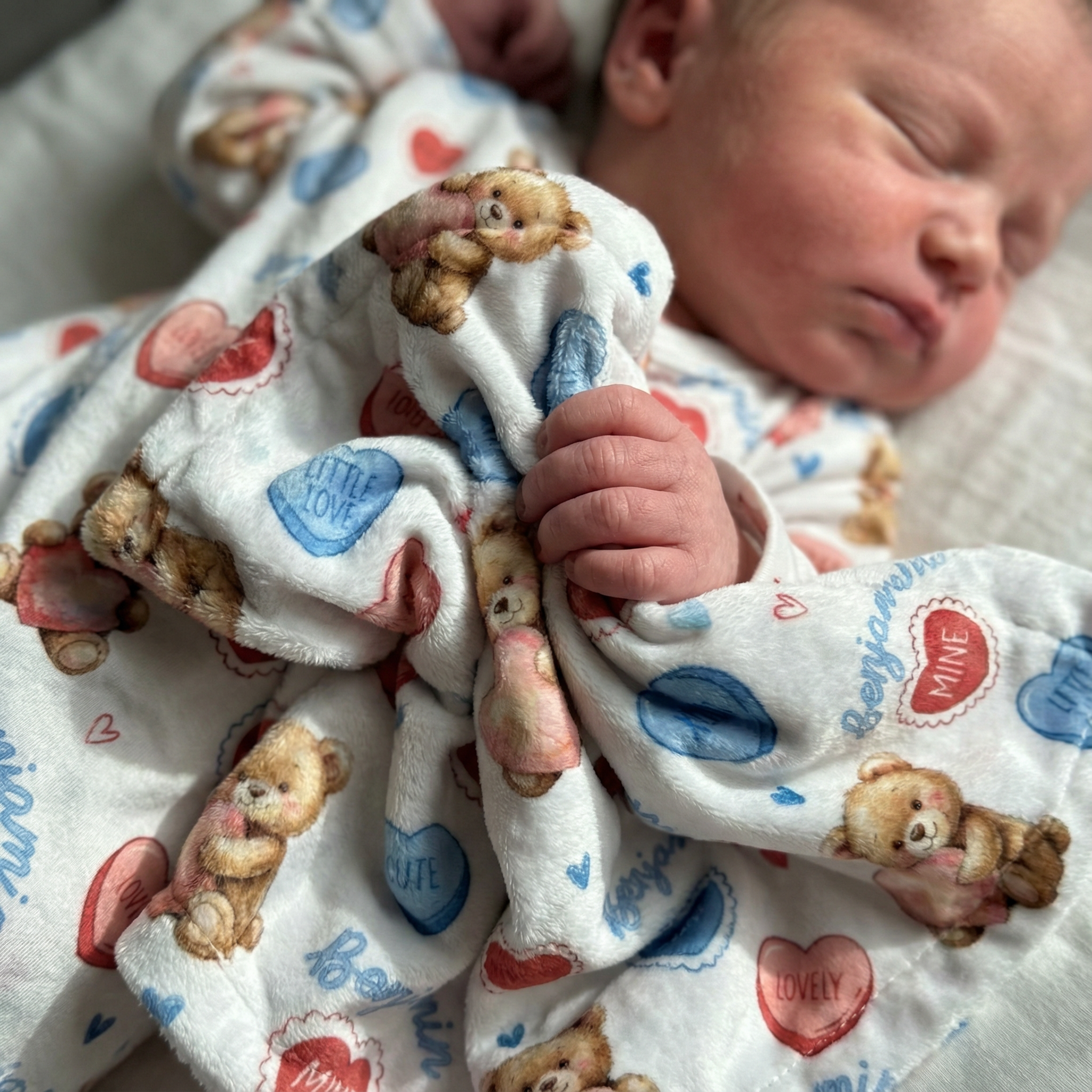 Personalized Lovey Blanket in Blue Sweet Heart