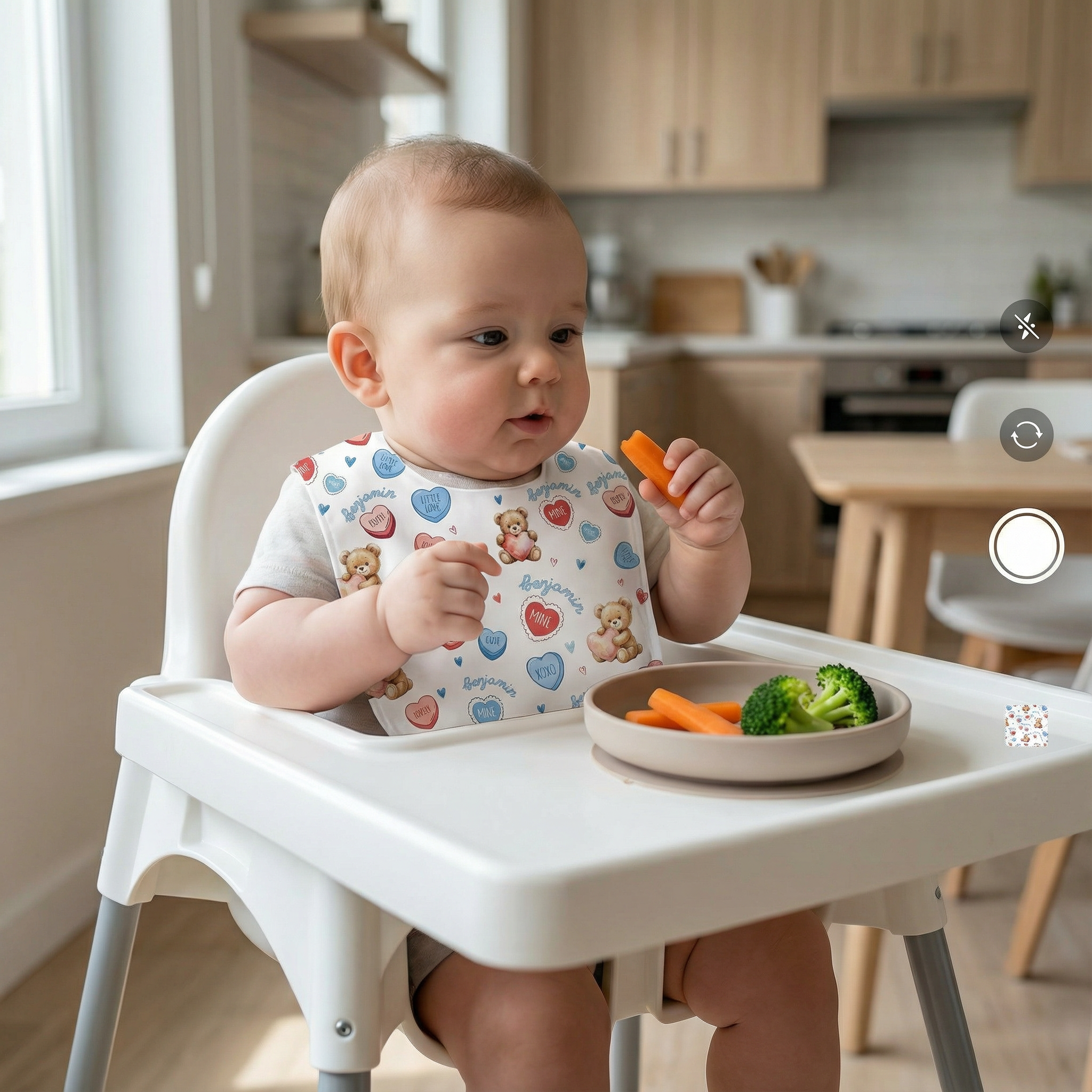 Personalized Bib and Burp Cloths Set in Blue Sweet Heart