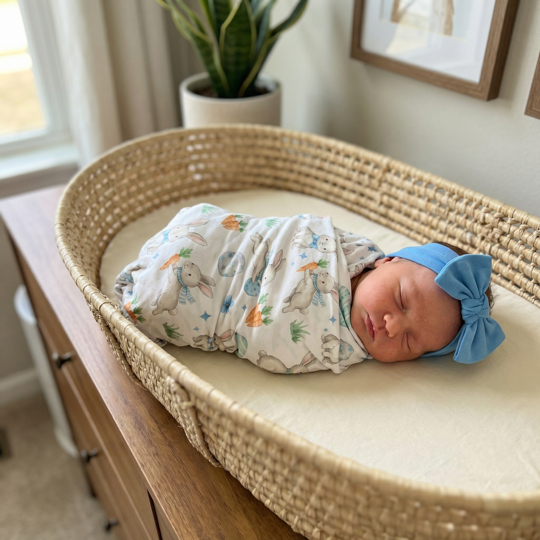Personalized Bow Headband in Sky Blue