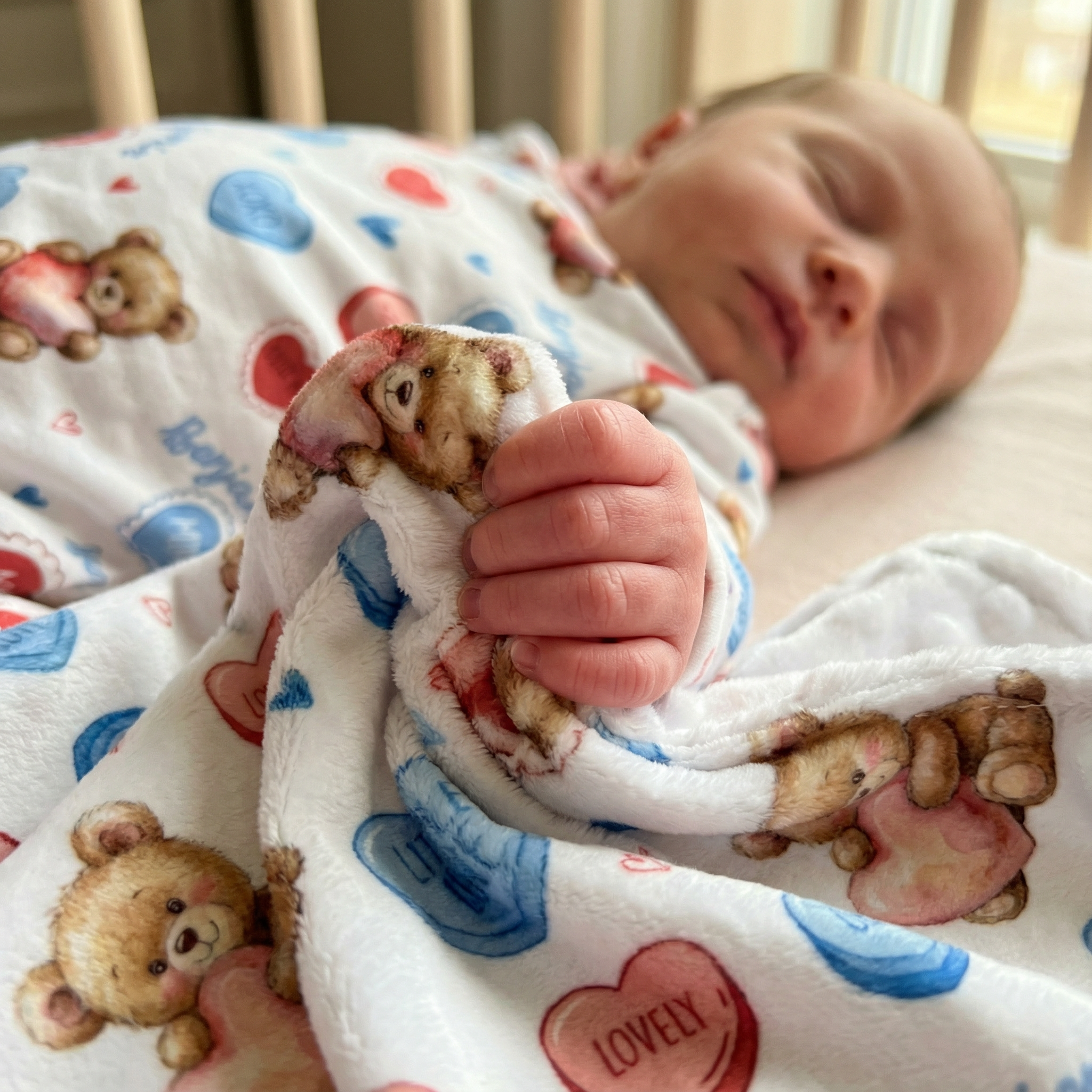 Personalized Blanket in Blue Sweet Heart