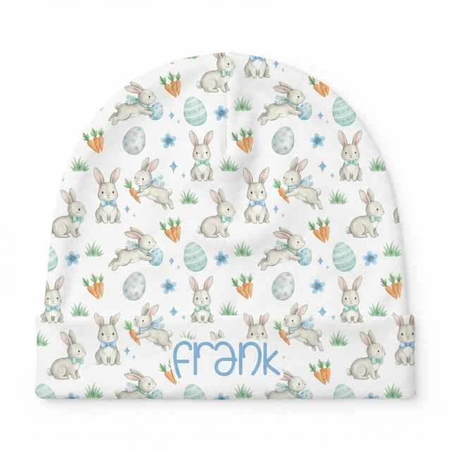 Personalized Beanie in Blue Easter Eggs