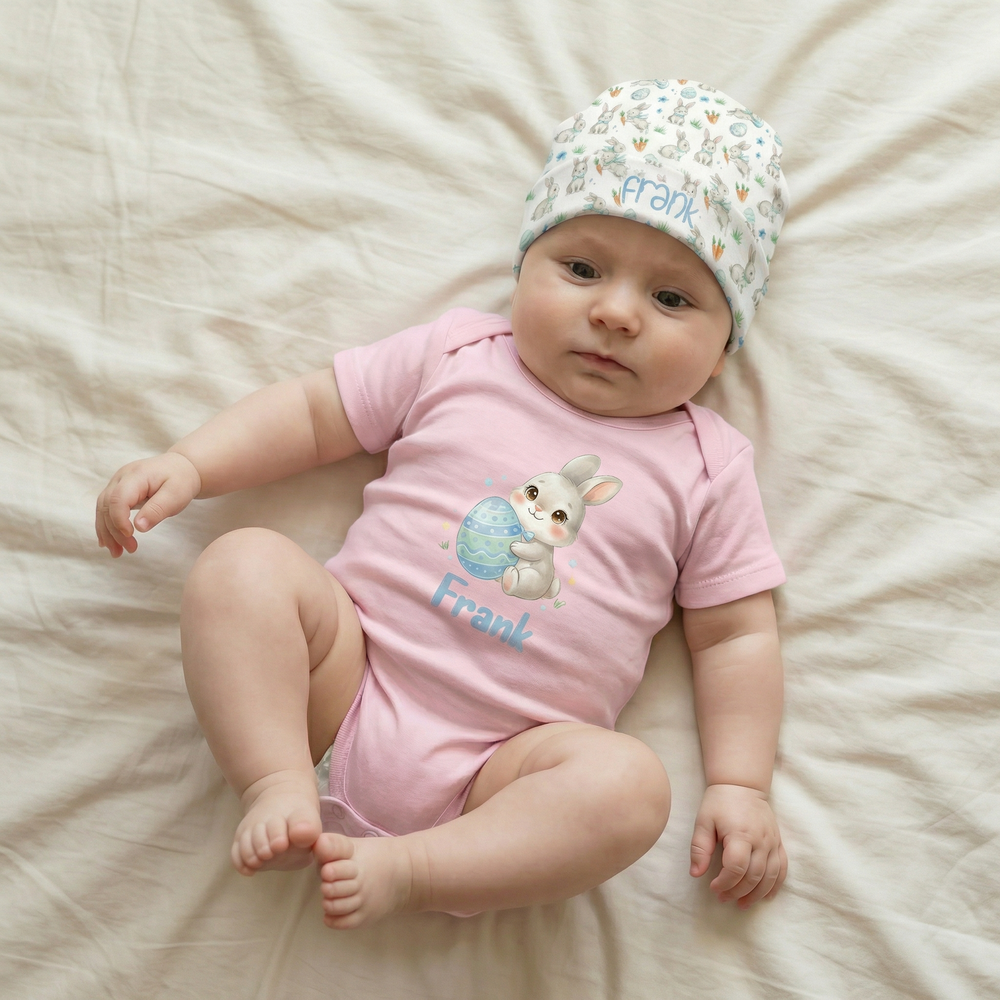 Personalized Beanie in Blue Easter Eggs