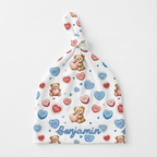 Personalized Knotted Hat in Blue Sweet Heart