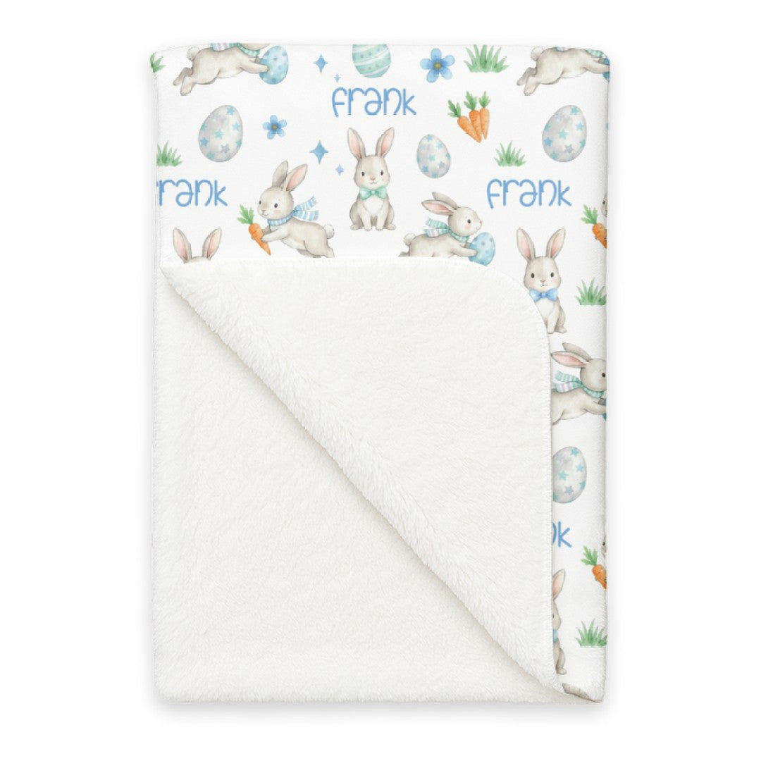 Personalized Blanket in Blue Easter Eggs
