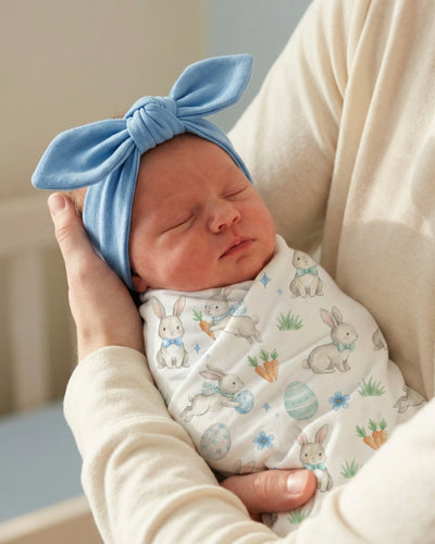 Personalized Knotted Headband in Sky Blue