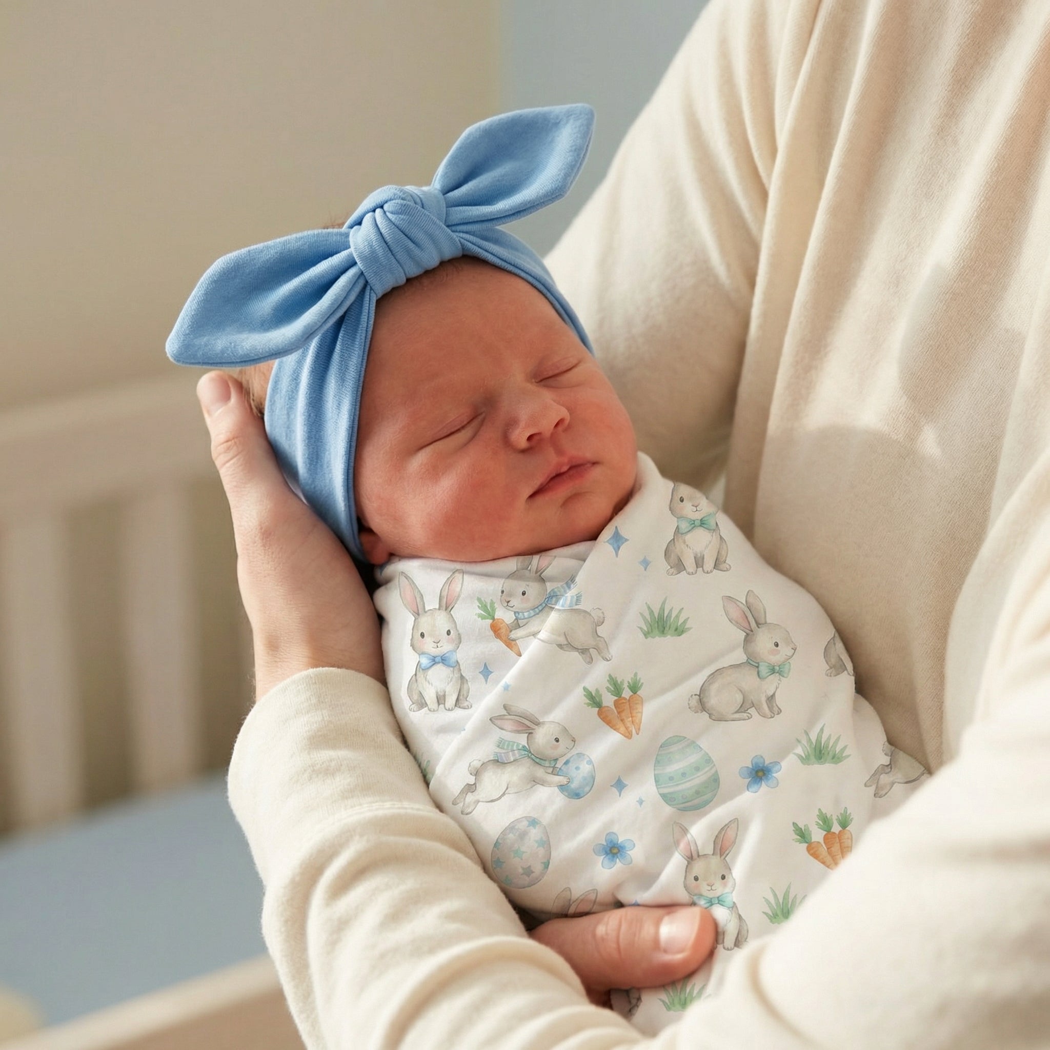 Personalized Knotted Headband in Sky Blue
