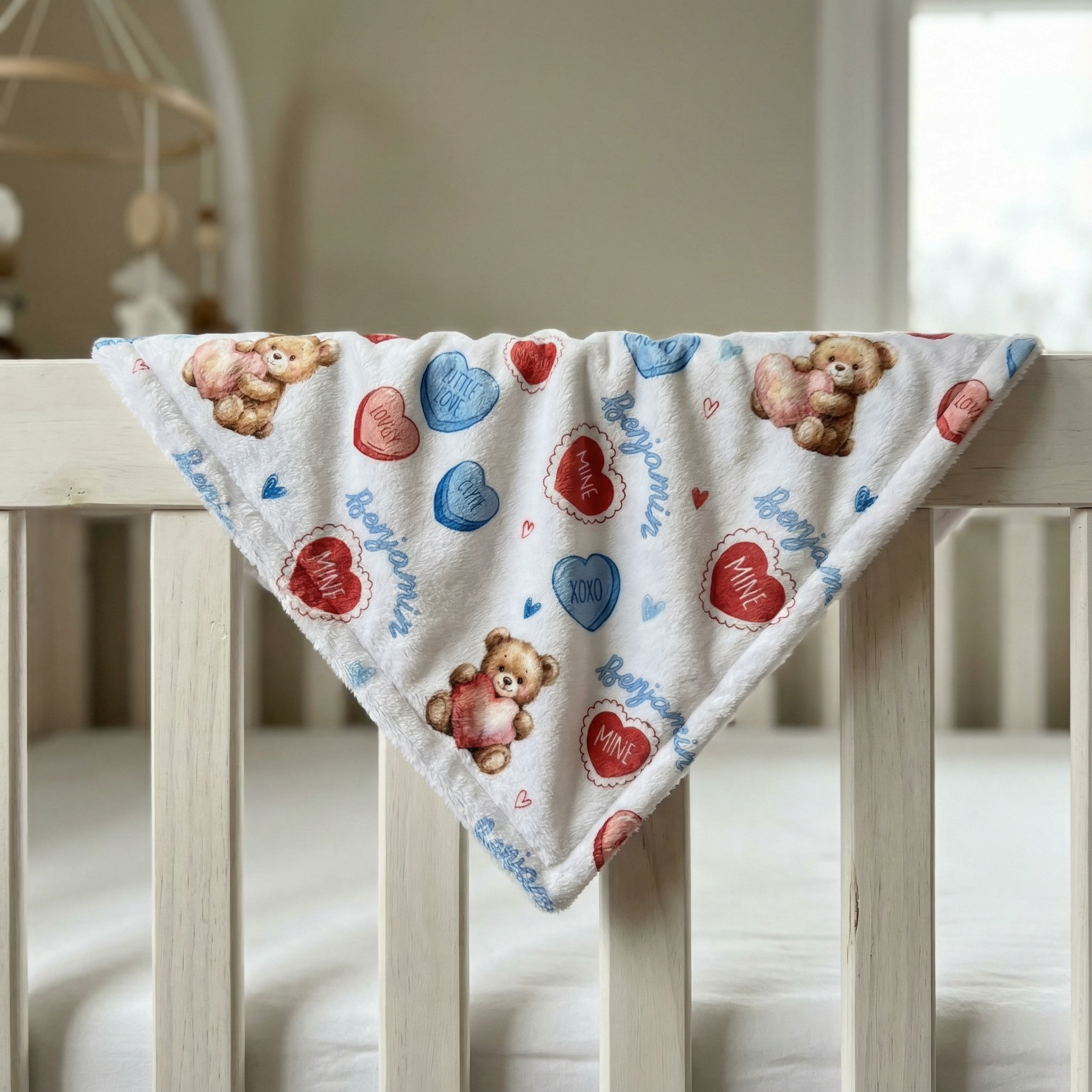 Personalized Lovey Blanket in Blue Sweet Heart