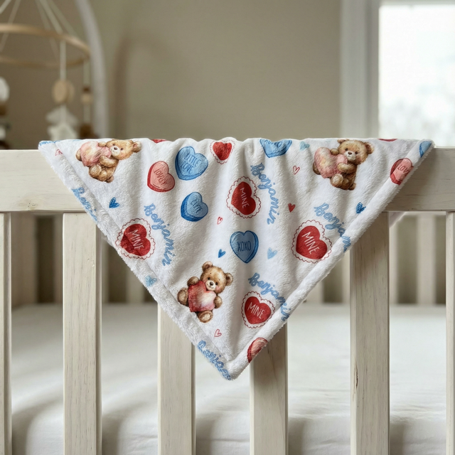 Personalized Mini Lovey in Blue Sweet Heart