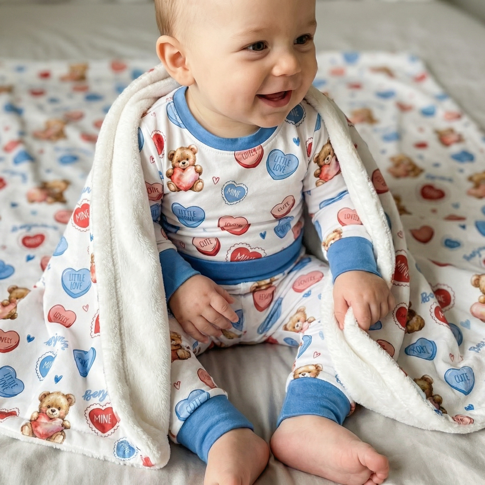 Pajama Set in Blue Sweet Heart