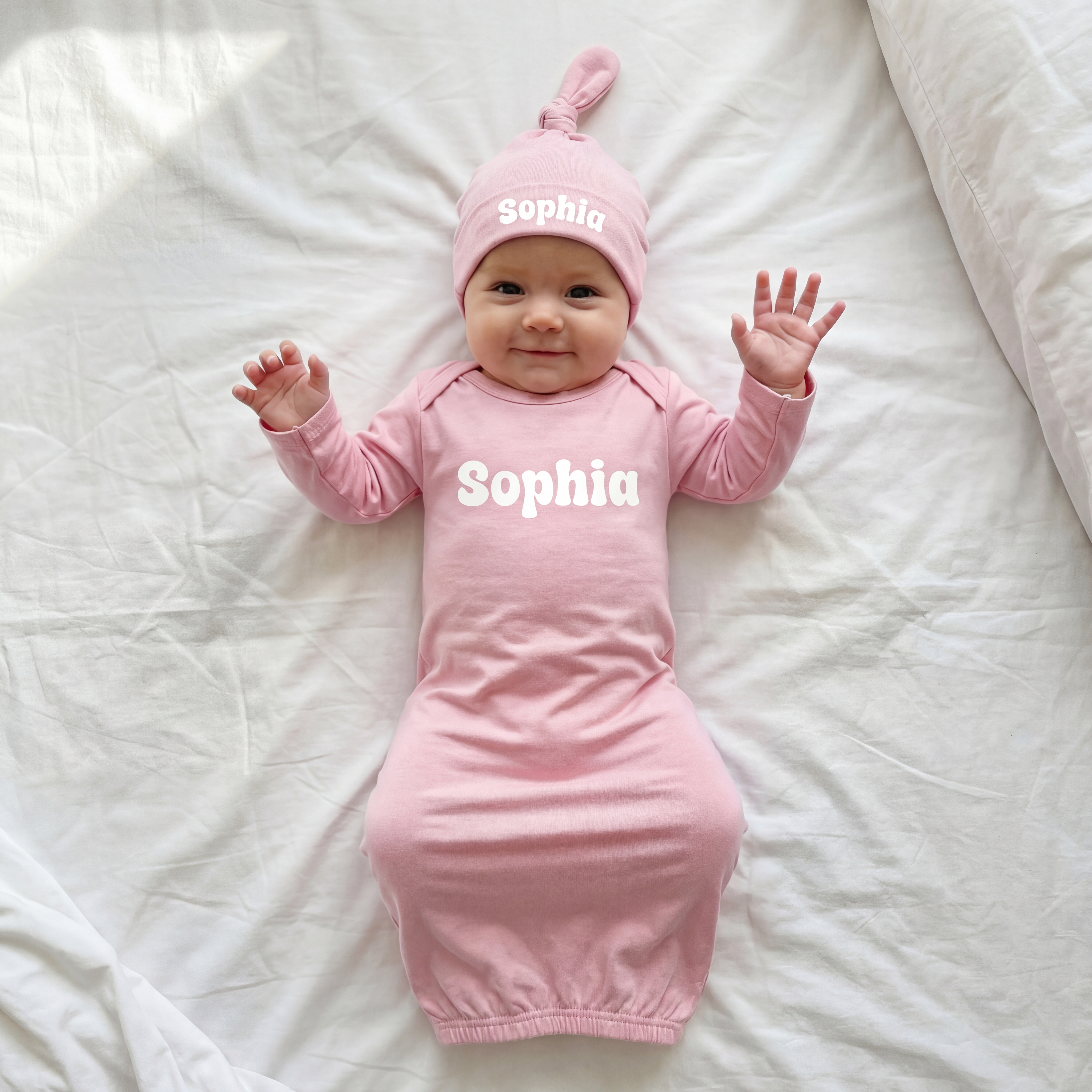 Personalized Sleep Gown Bubble Font in Blush