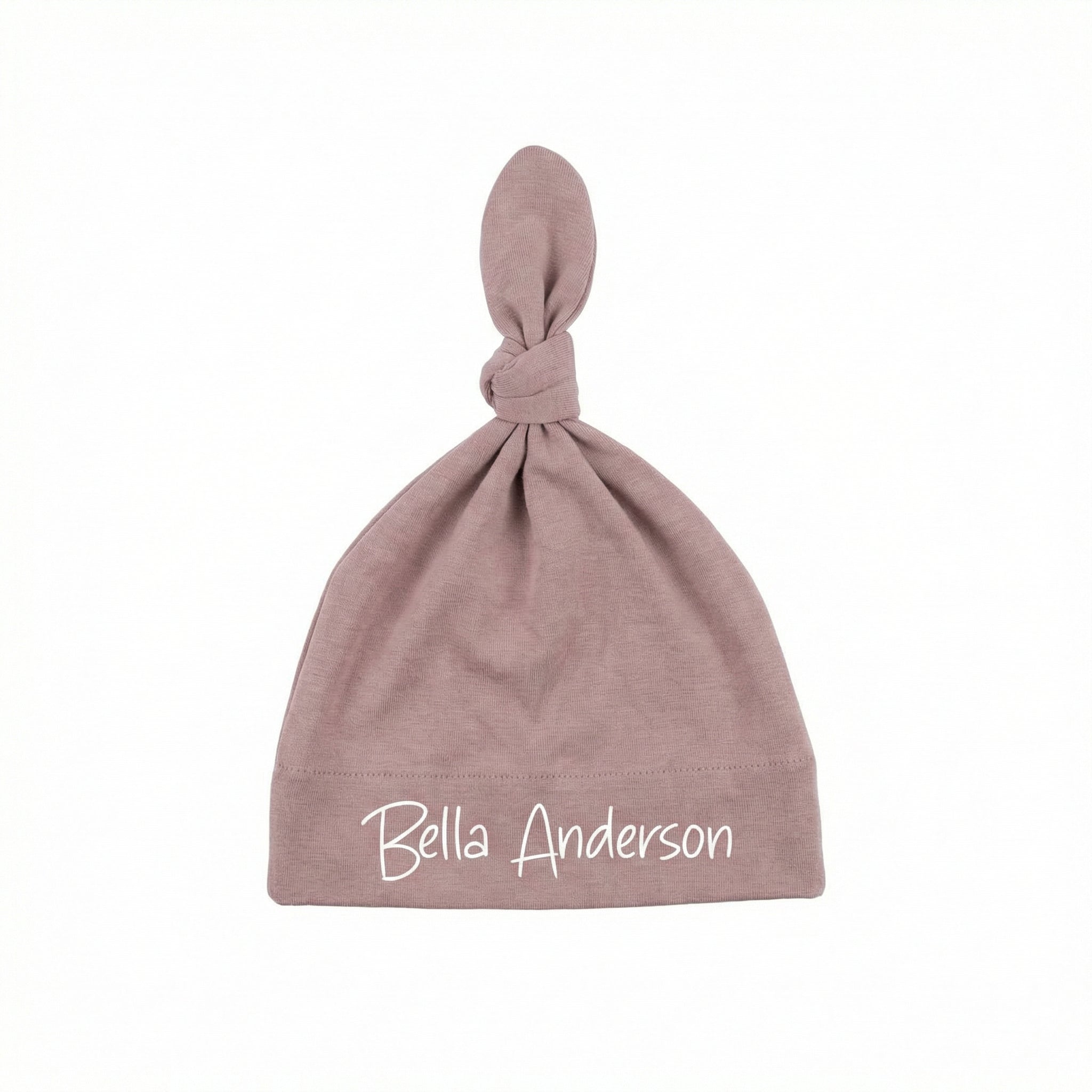 Personalized Knotted Hat in Blush Clay