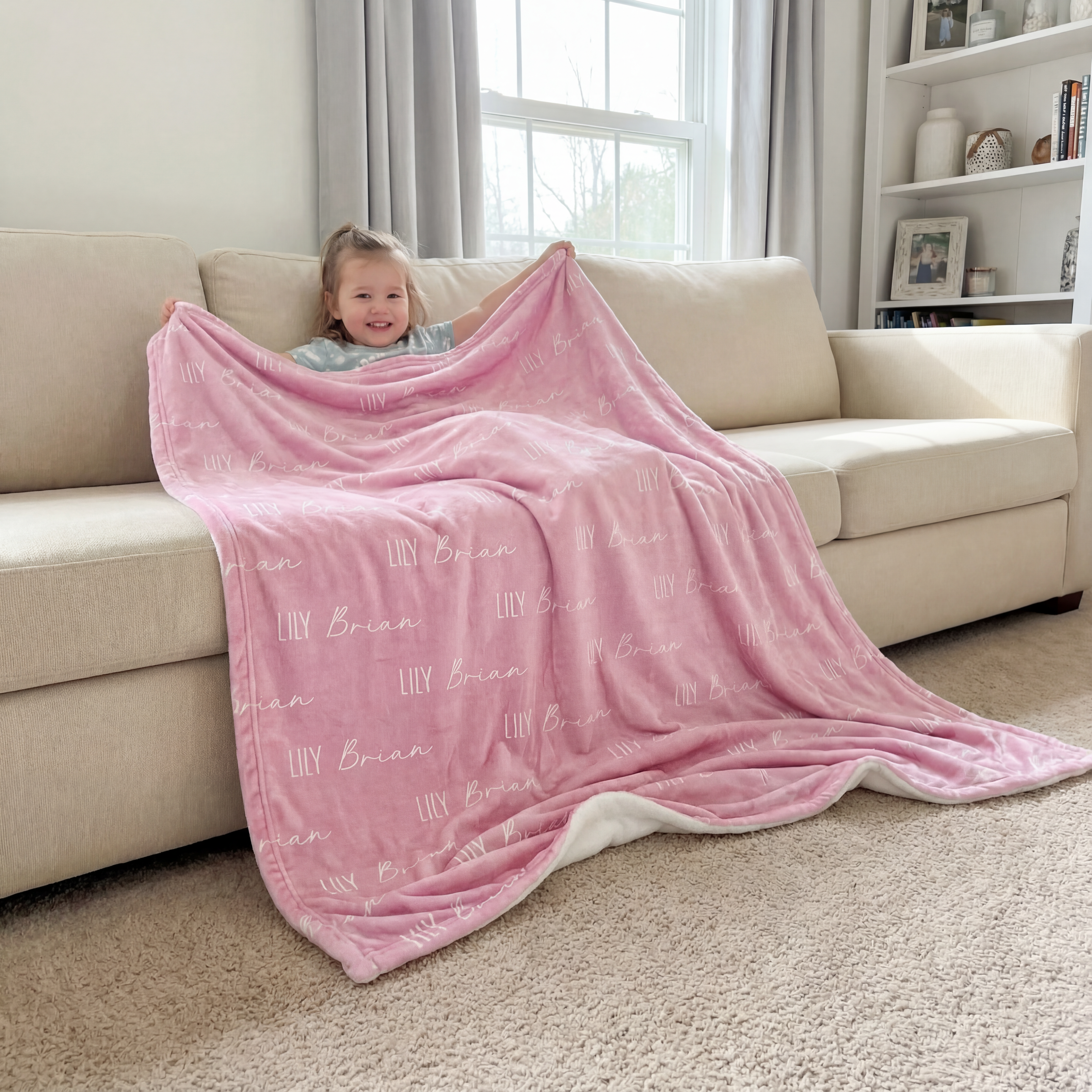 Personalized Minky Blanket Font Duo in Blush