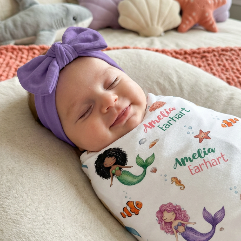 Personalized Bow Headband in Lilac