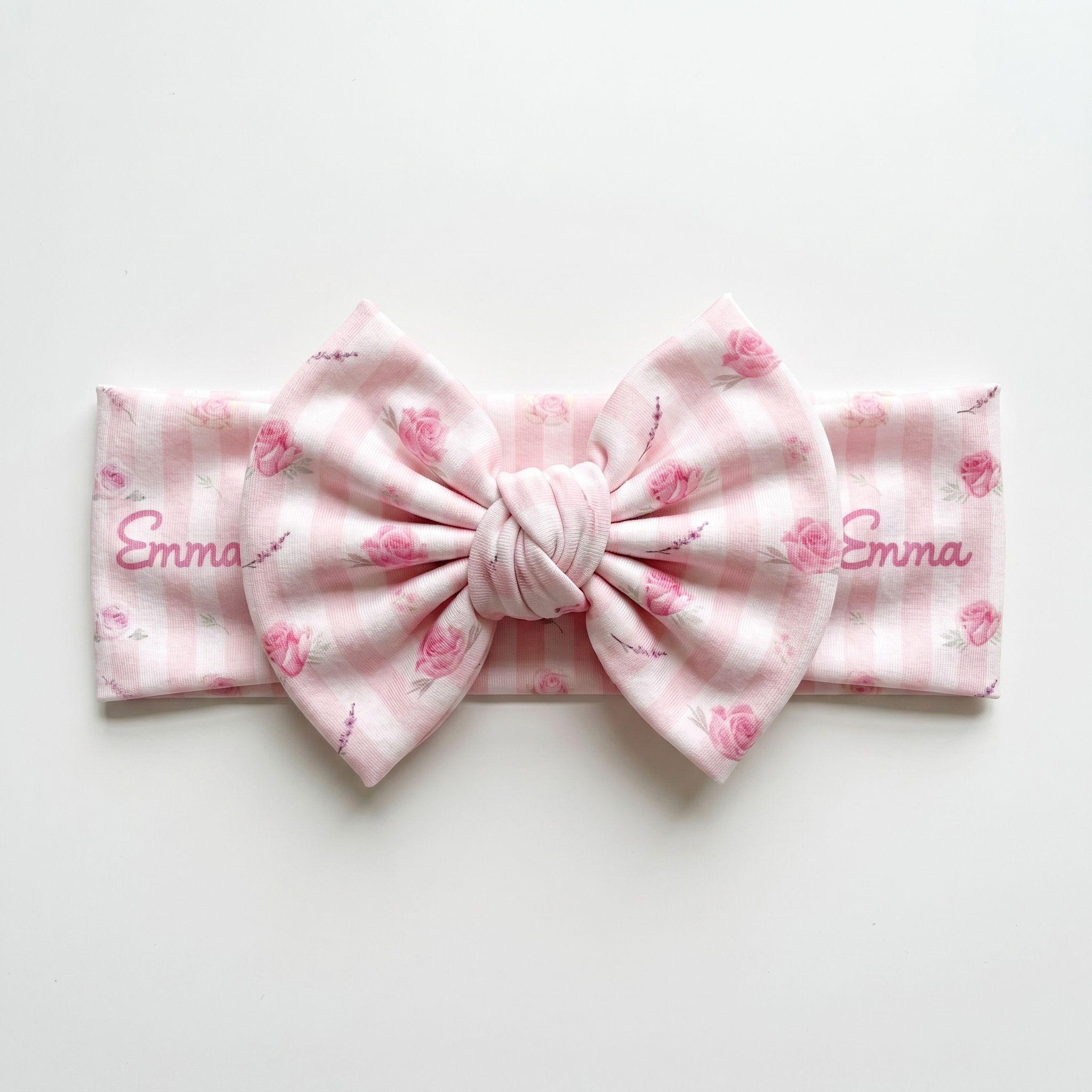 Personalized Bow Headband in Rosy