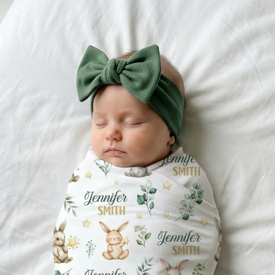 Personalized Swaddle in Bunny Garden