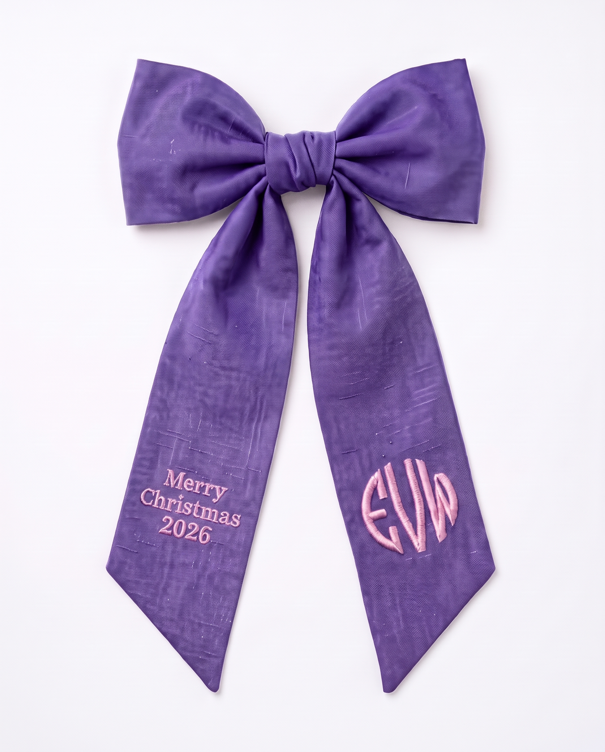 Embroidered Newborn Bow Sash in Royal Violet