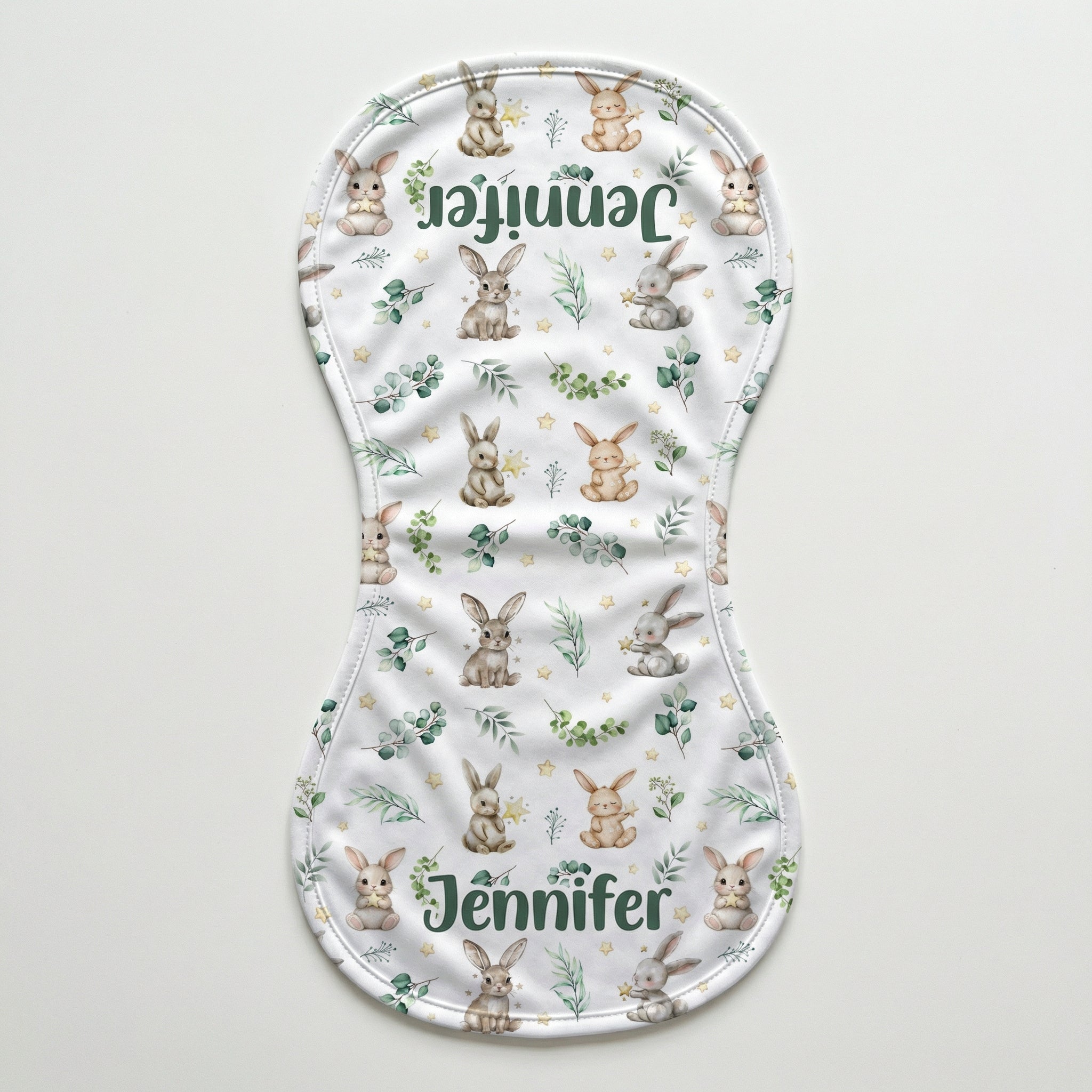 Personalized Bib and Burp Cloths in Bunny Garden