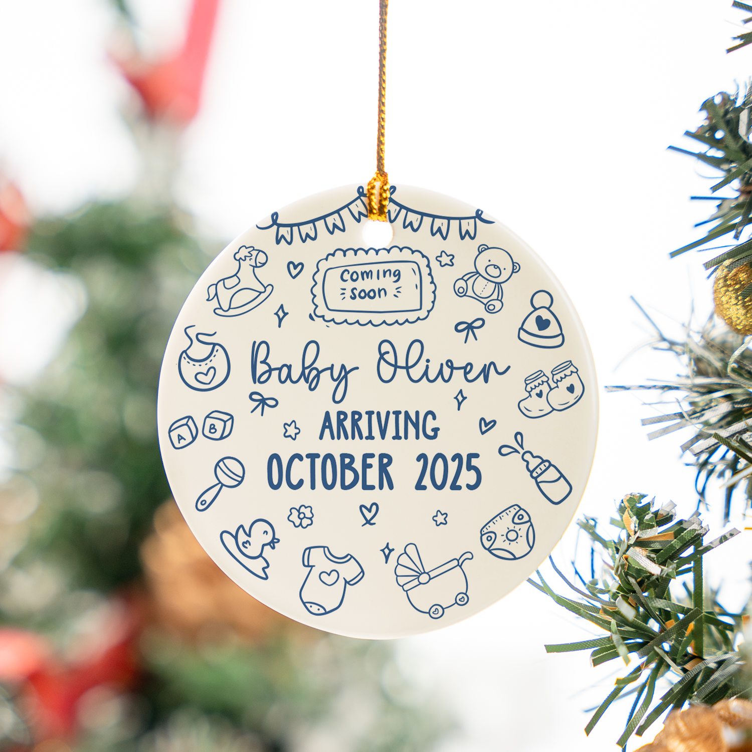 Baby Arrival Personalized Custom Ceramic Ornament