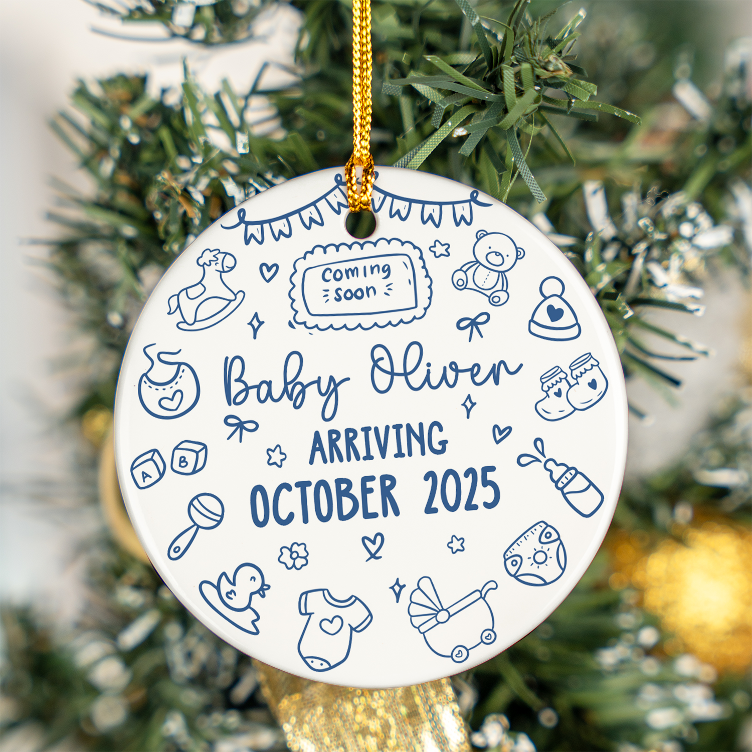 Baby Arrival Personalized Custom Ceramic Ornament