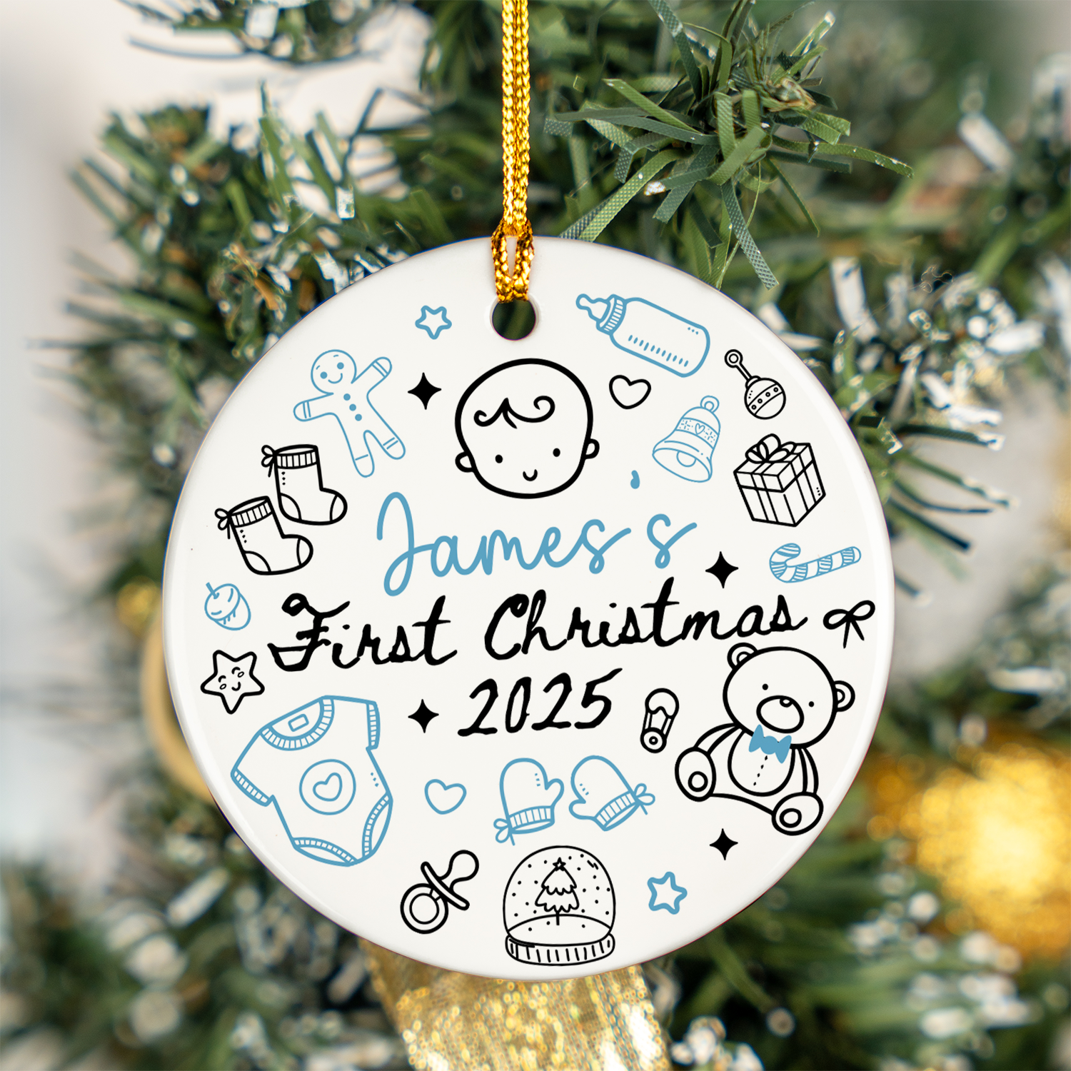 Baby Boy Xmas Personalized Custom Ceramic Ornament