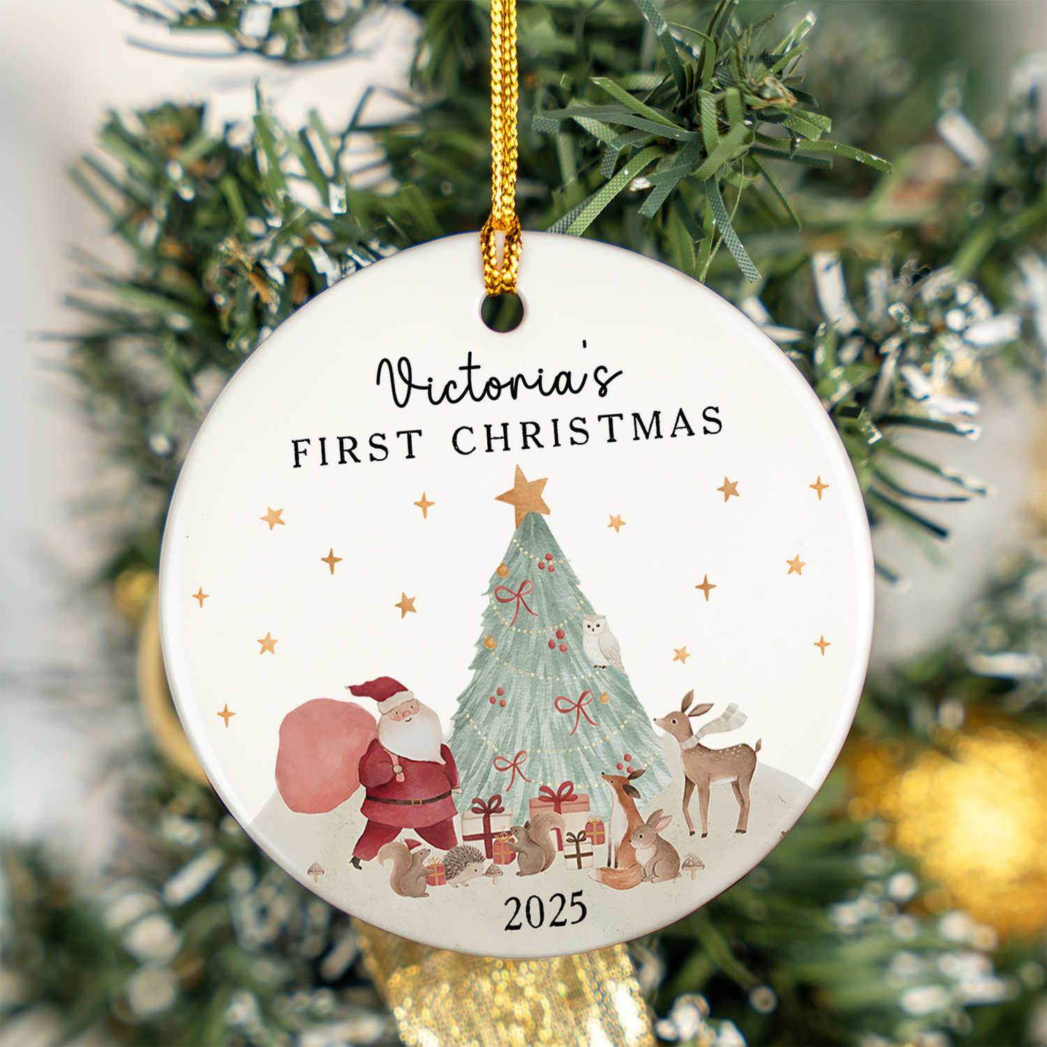 Fist Christmas Personalized Custom Ceramic Ornament