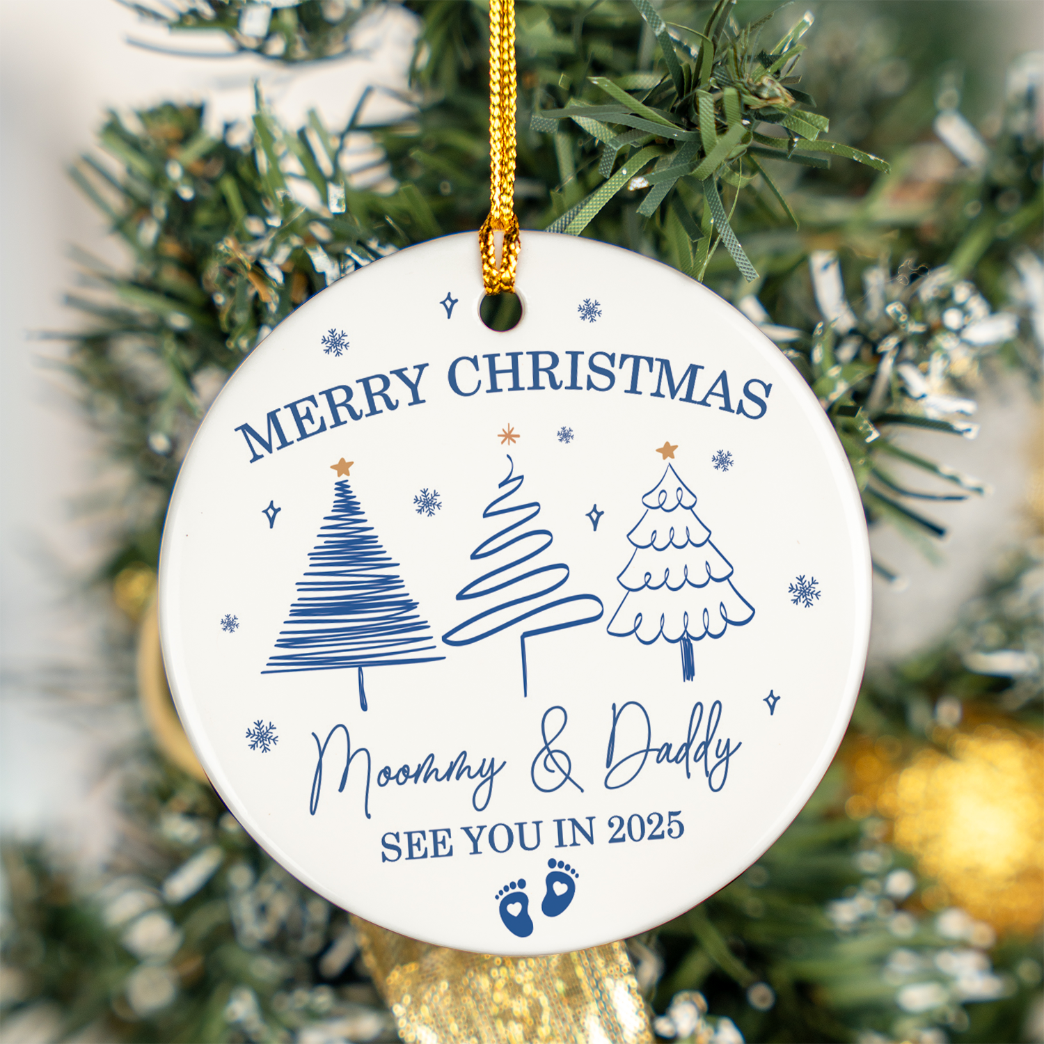 Baby Coming Soon Personalized Custom Ceramic Ornament