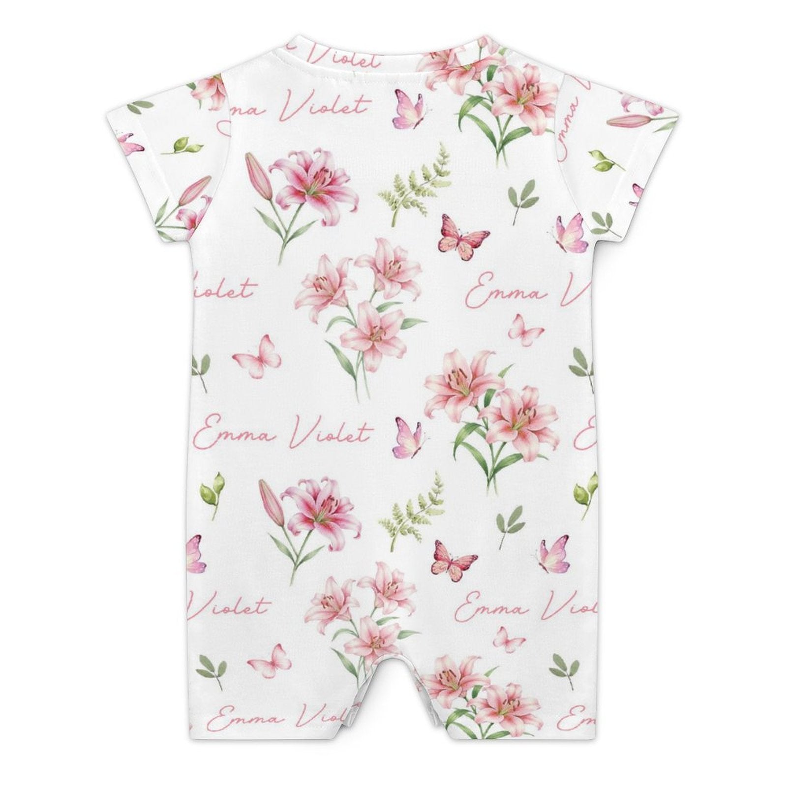 Personalized Bodysuit Romper in Pink Lilys