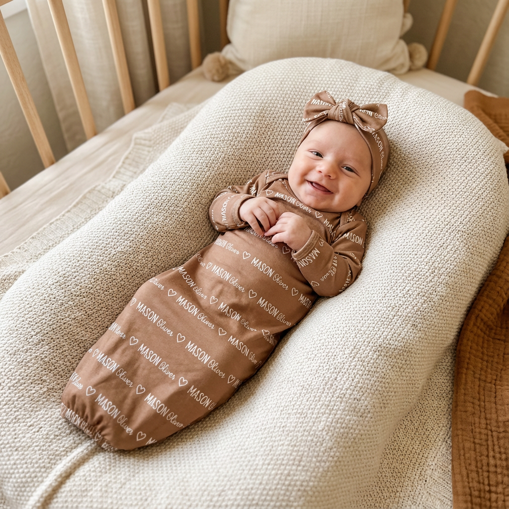 Personalized Sleep Gown Mono Name in Camel