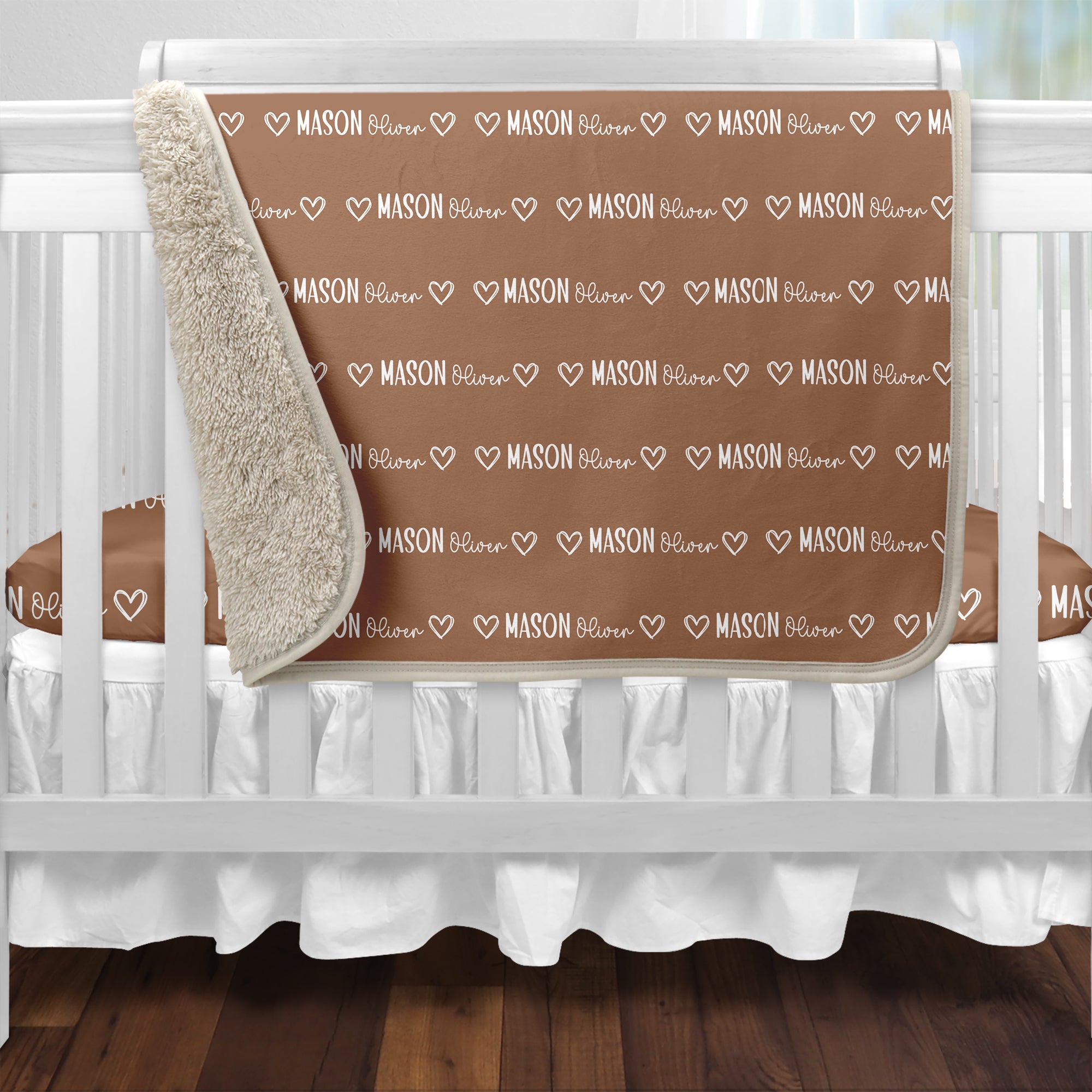 Personalized Blanket Mono Name in Camel