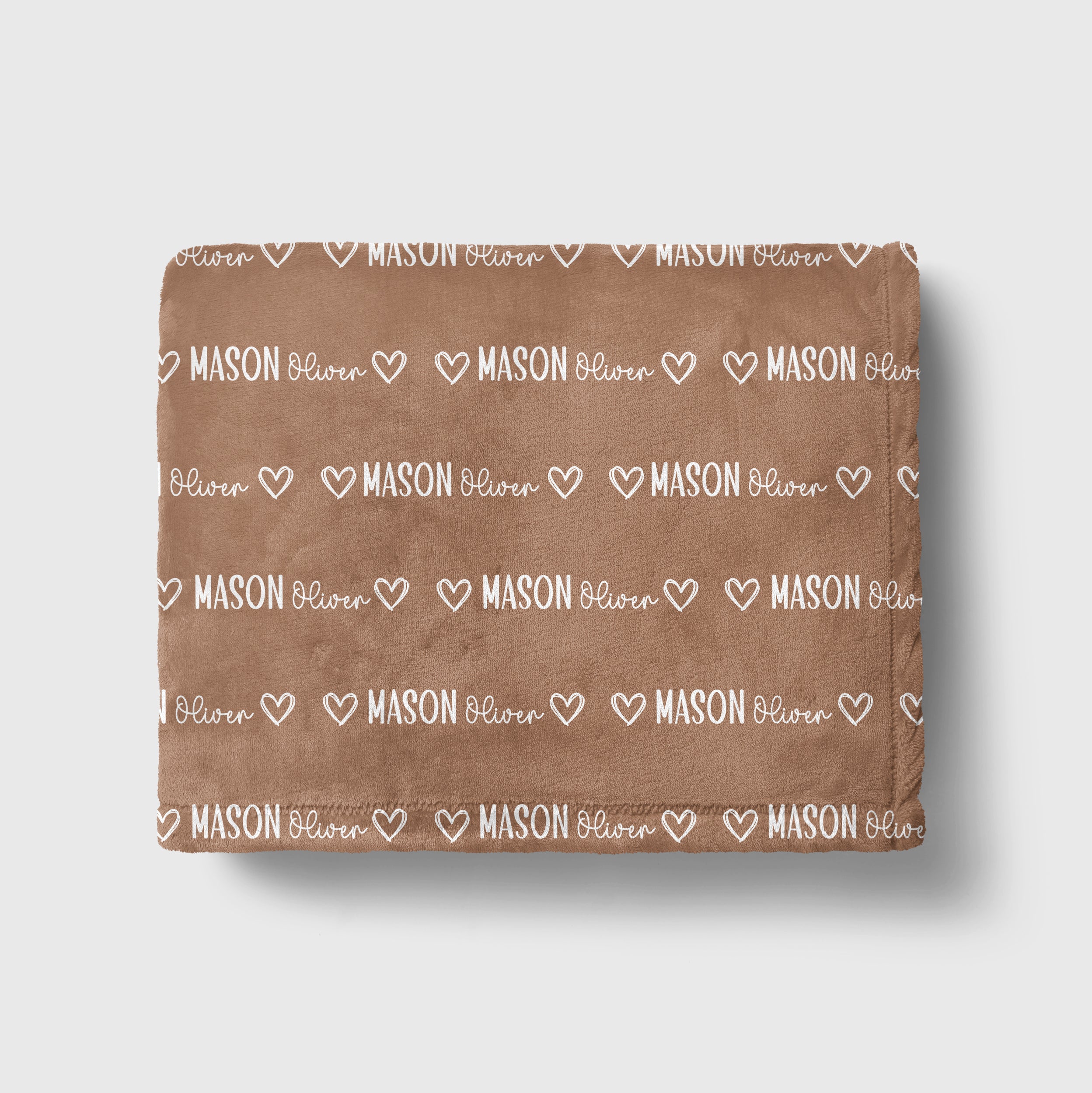 Personalized Blanket Mono Name in Camel