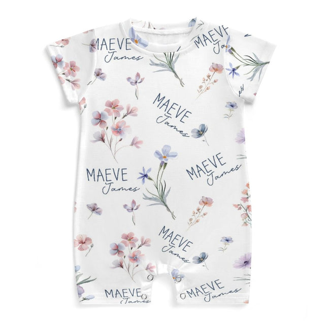 Personalized Snap Romper in Pretty Wildflower