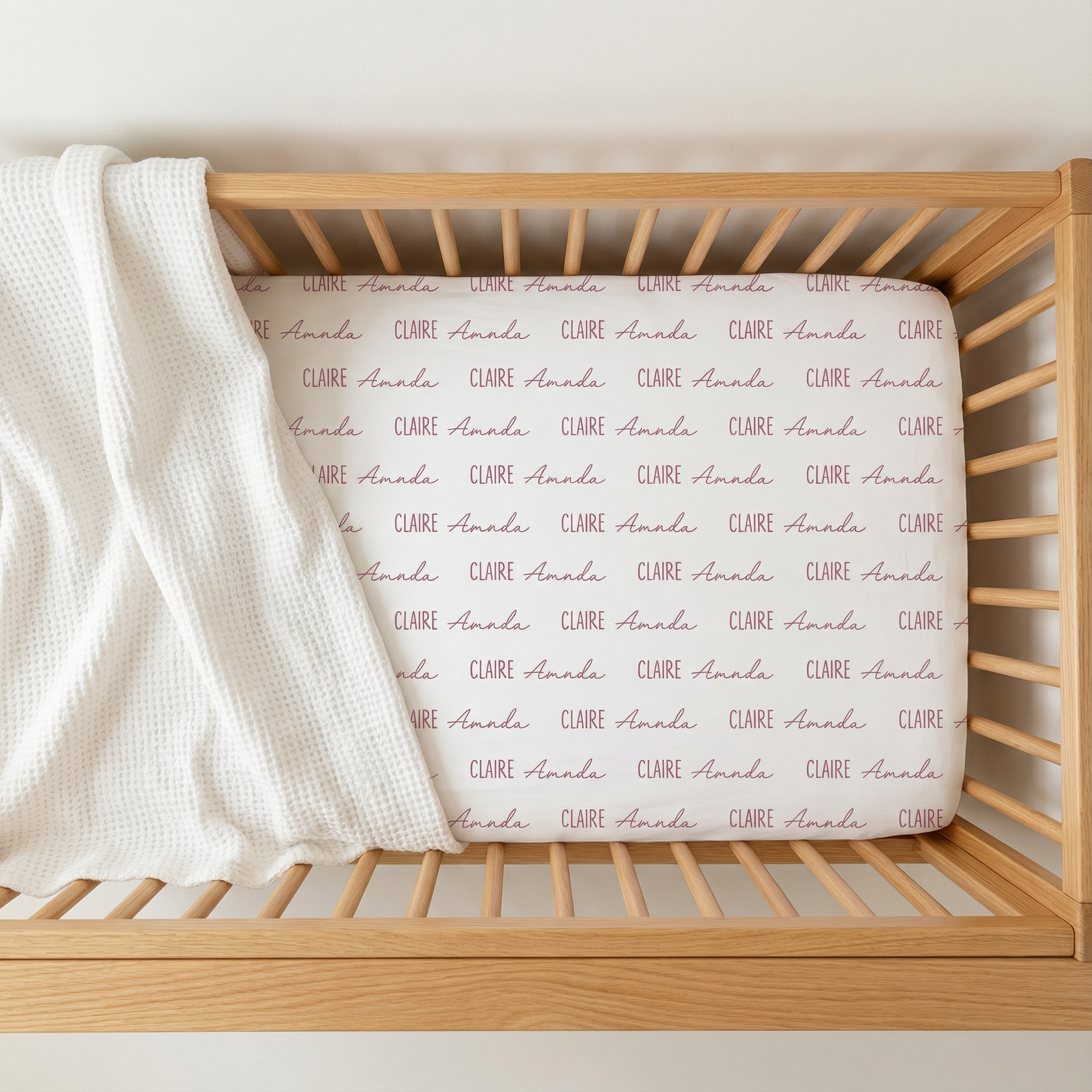 Personalized Crib Sheet Font Duo in Cloud