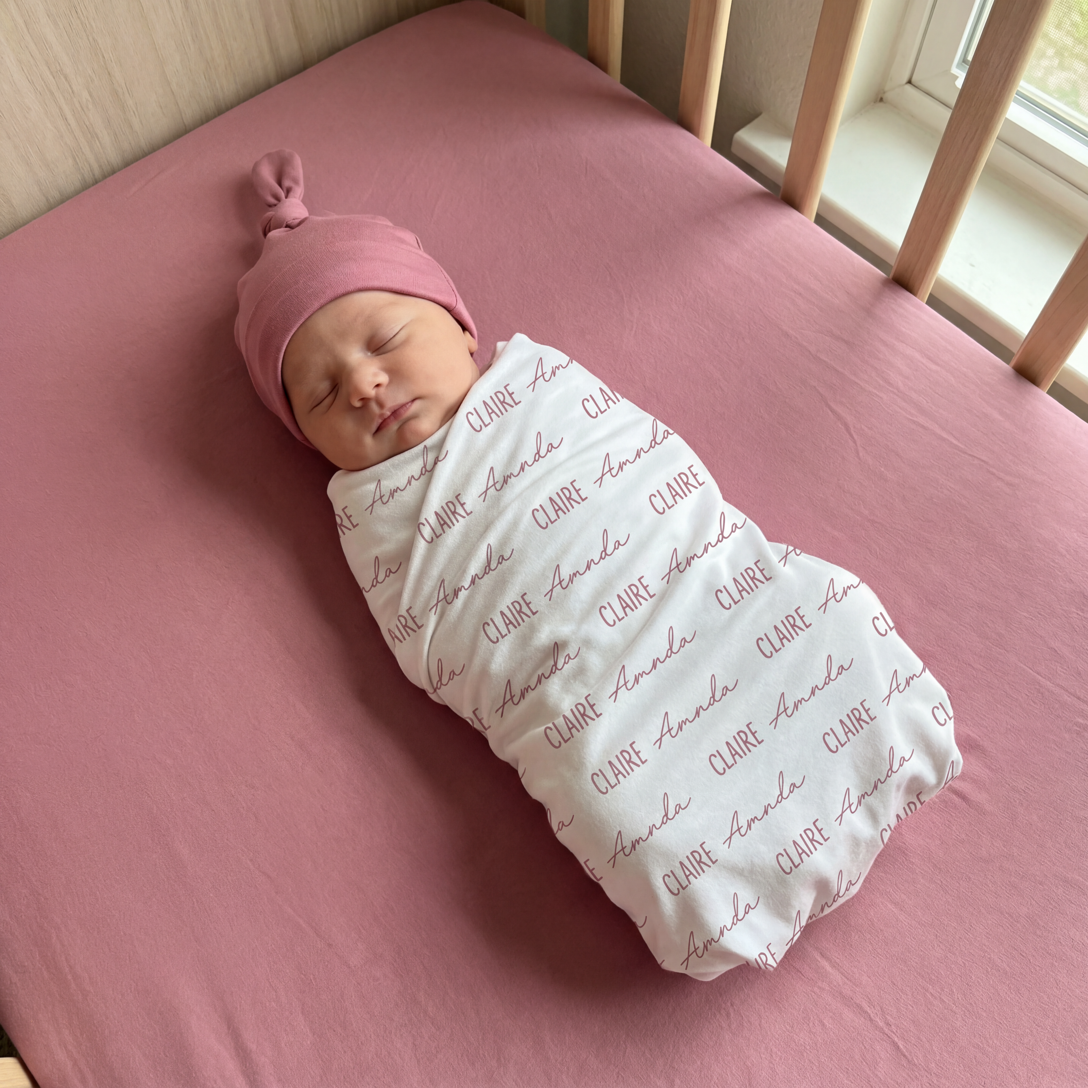 Personalized Swaddle Blanket Font Duo in Cloud