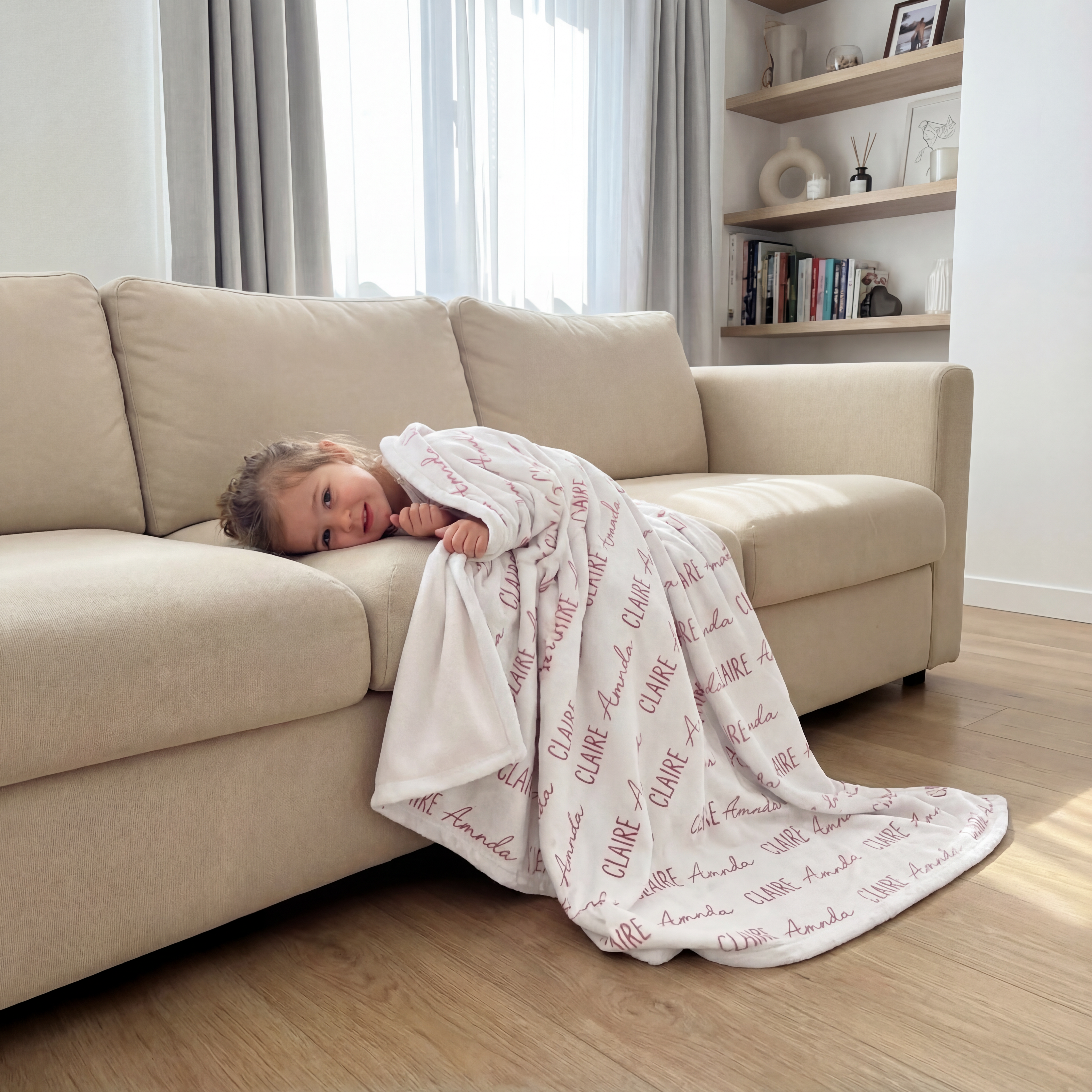 Personalized Minky Blanket Font Duo in Cloud