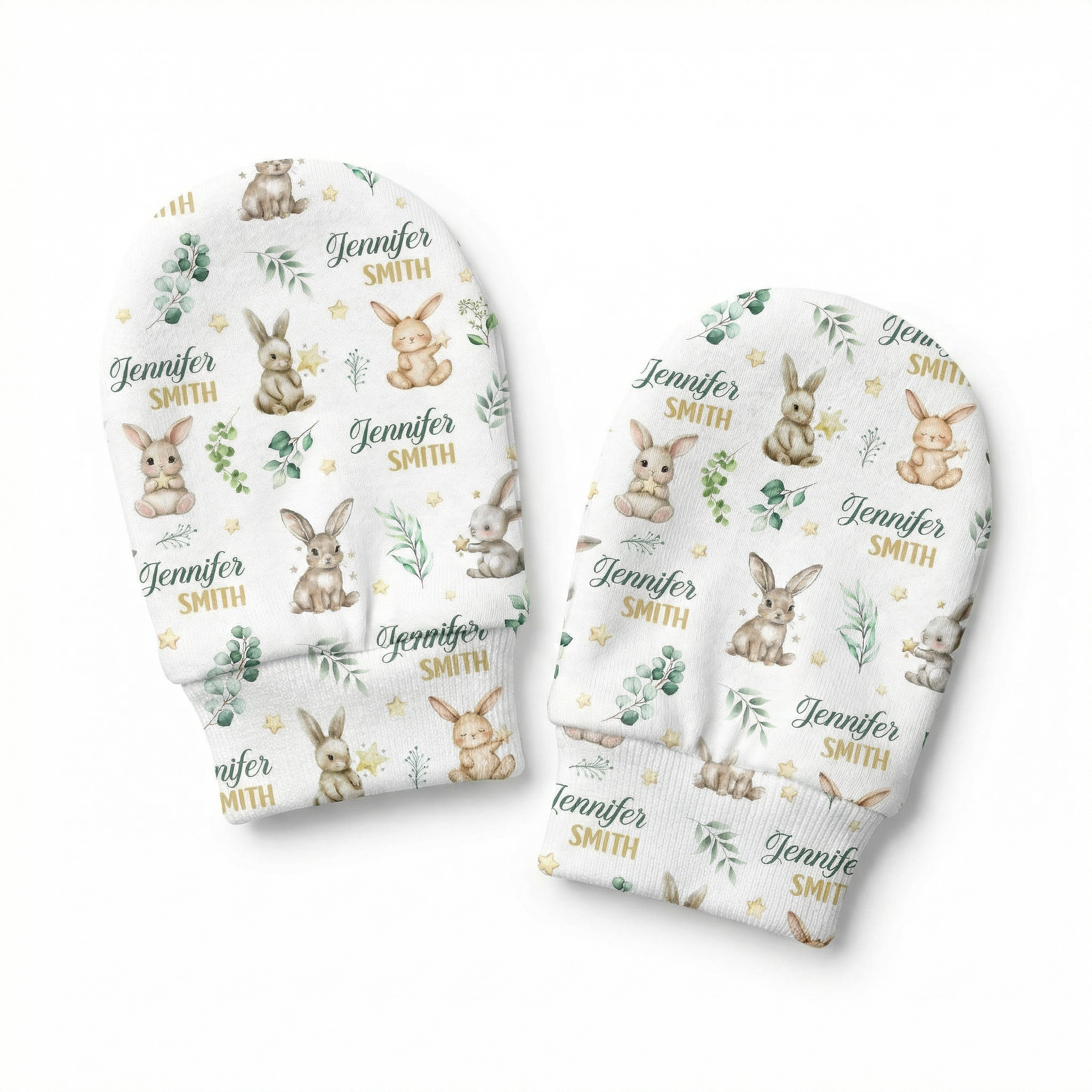 Personalized Mittens in Bunny Garden