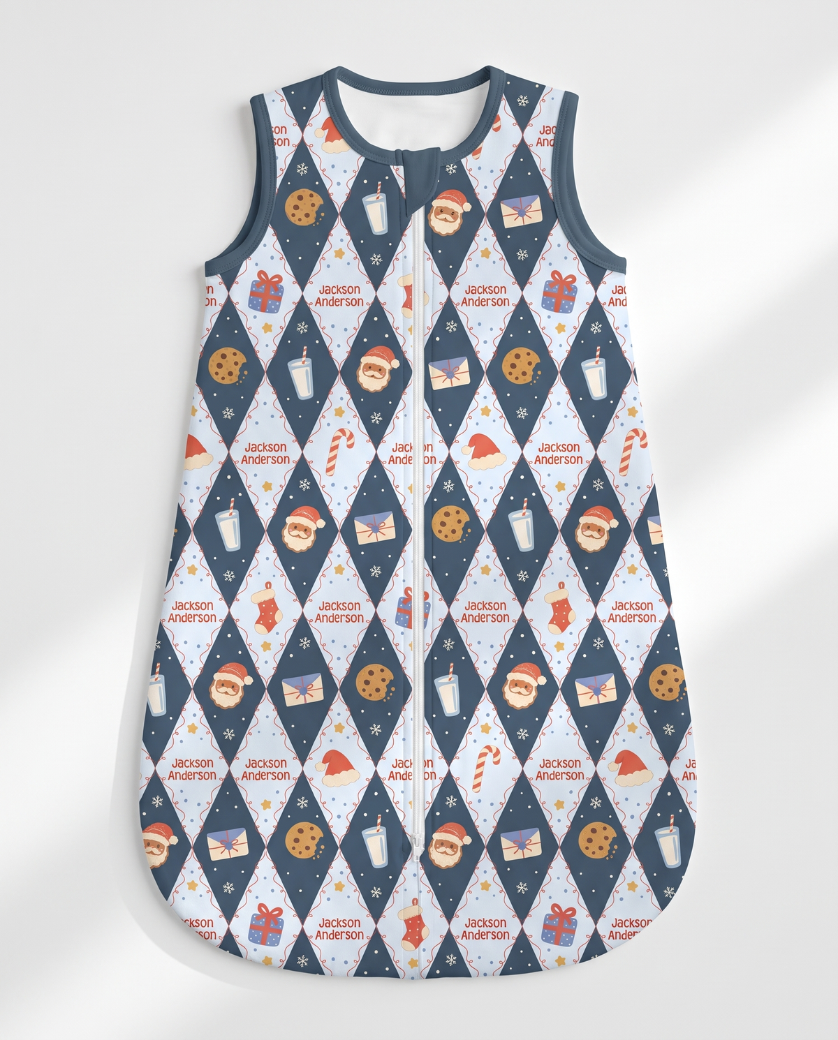 Personalized Sleep Bag in Dear Santa Blue