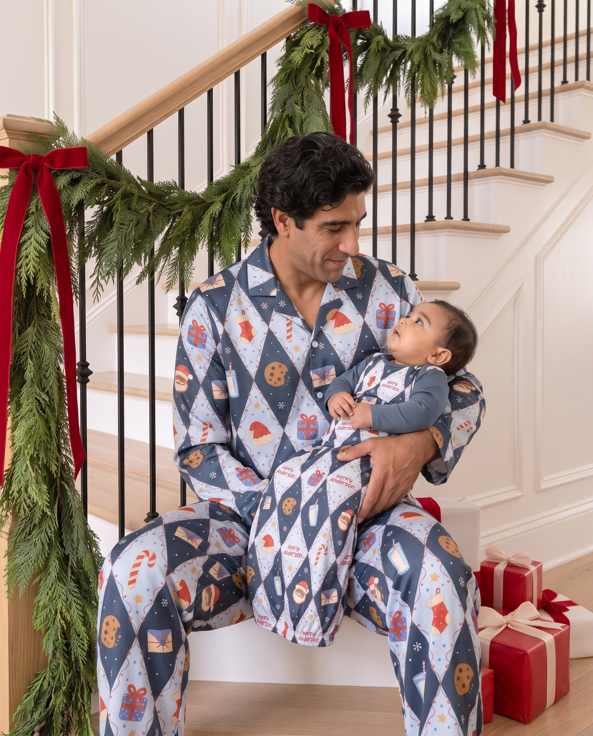 Personalized Baby Sleep Gown in Dear Santa Blue