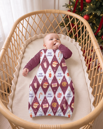 Personalized Baby Sleep Gown in Dear Santa Pink