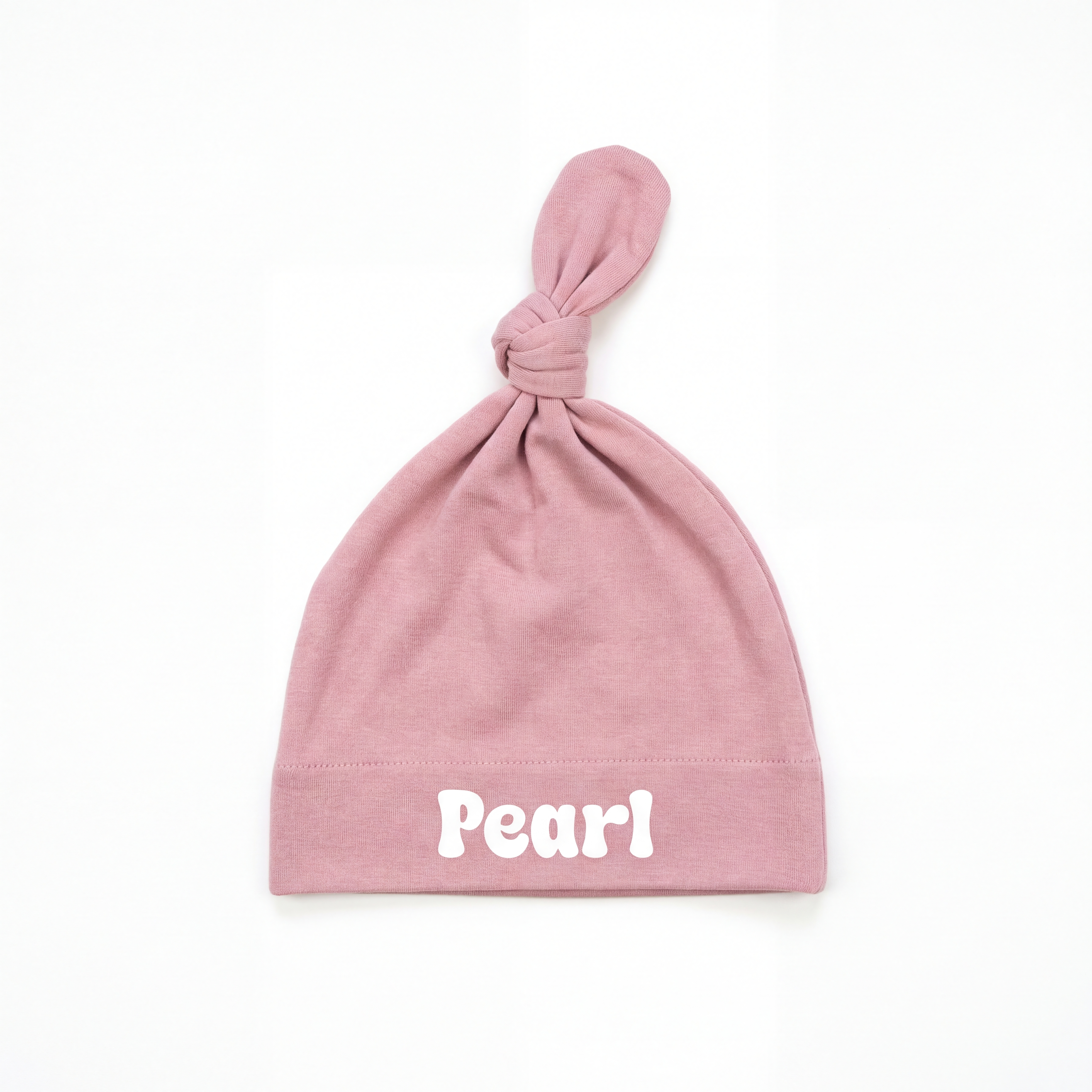 Personalized Knotted Hat in Dusty Rose