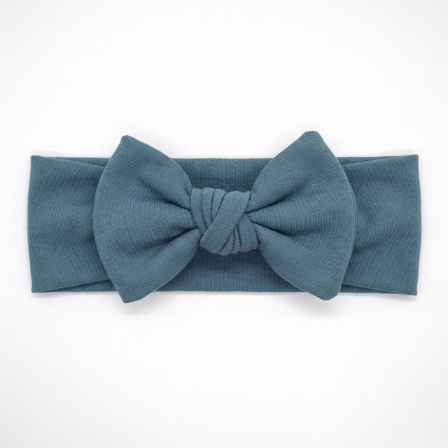 Personalized Bow Headband in Dusty Blue
