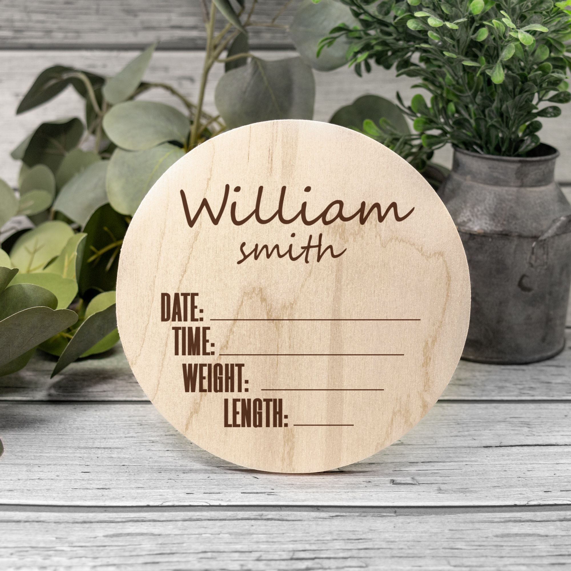 Personalized Birth Stats Wood Announcement