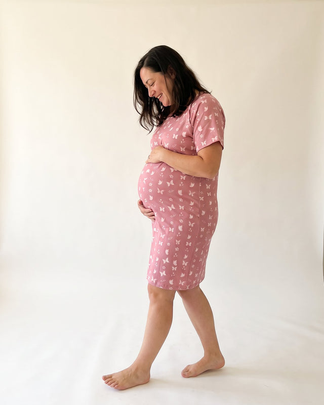 Labor & Delivery Gown in Rosewood Butterfly