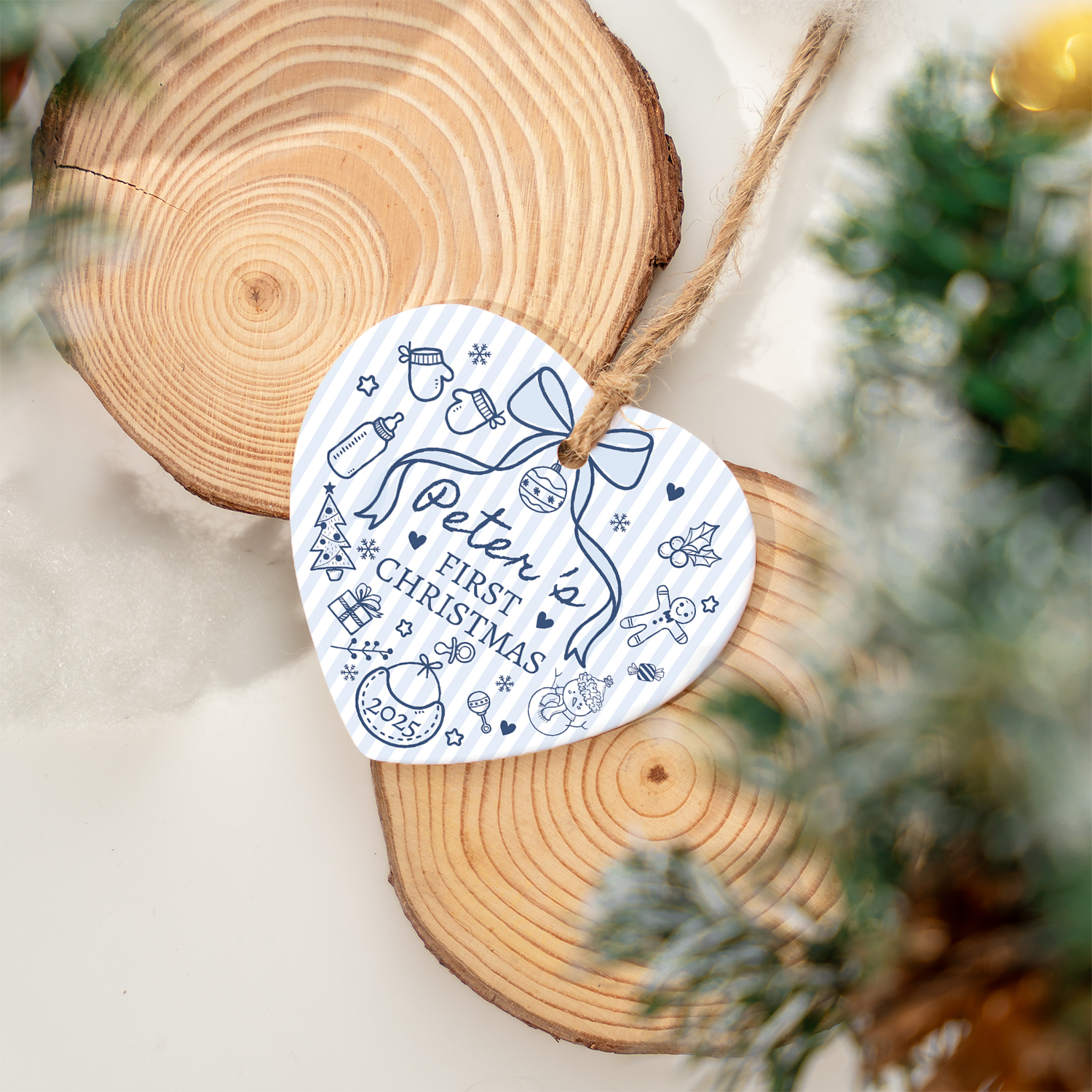 Baby Christmas Personalized Custom Ceramic Ornament