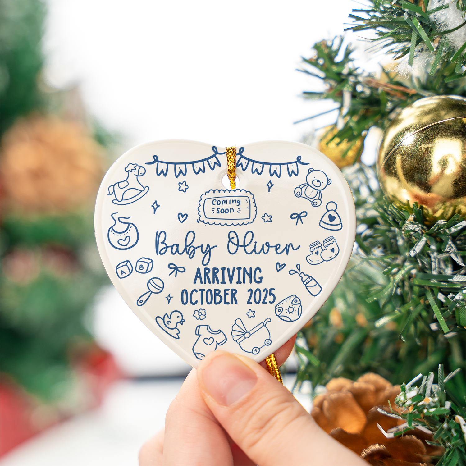 Baby Arrival Personalized Custom Ceramic Ornament