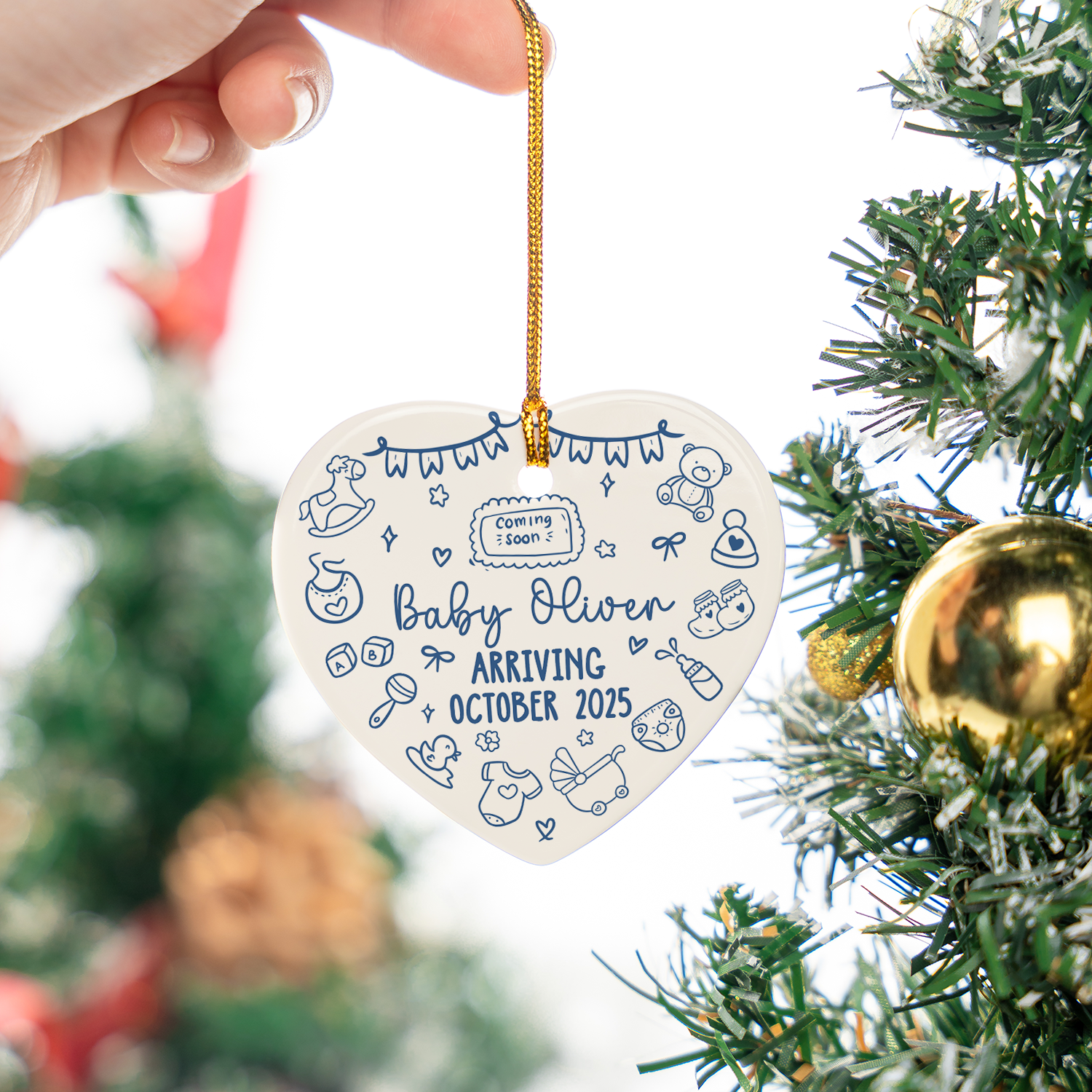 Baby Arrival Personalized Custom Ceramic Ornament