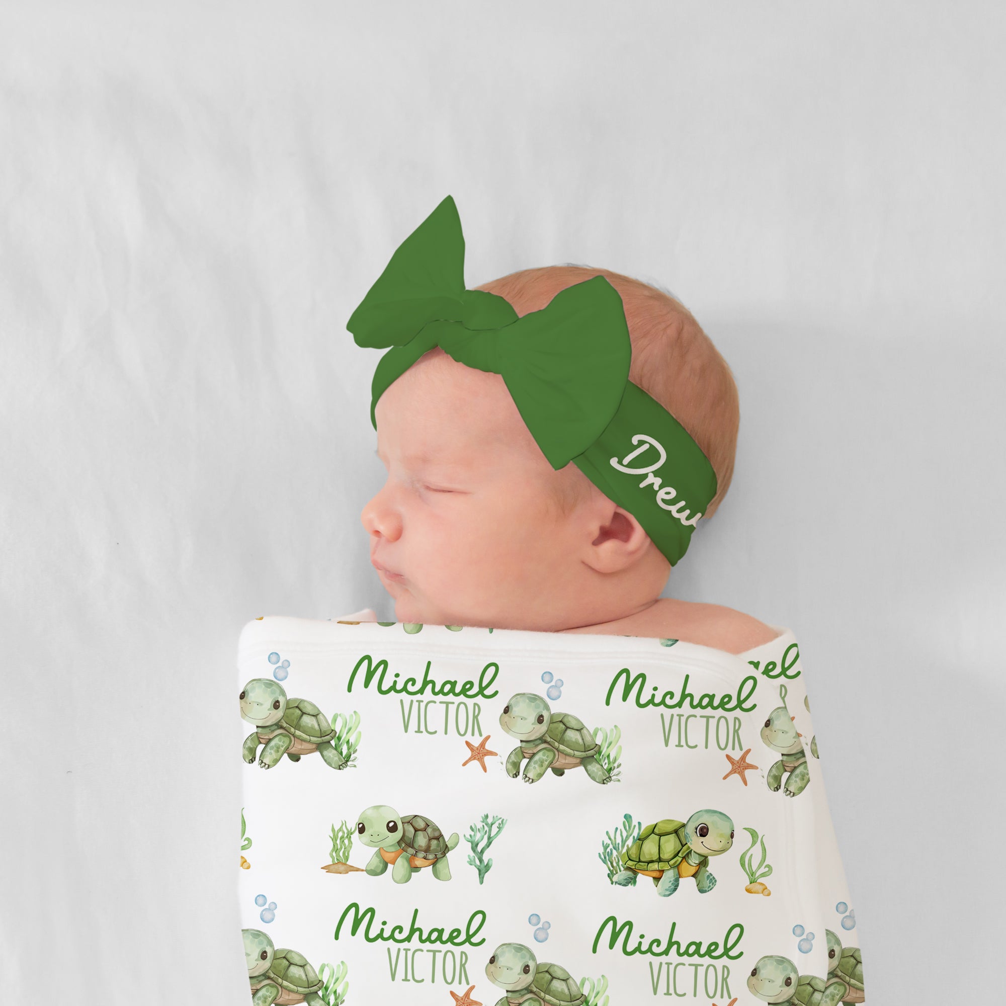 Personalized Bow Headband in Green