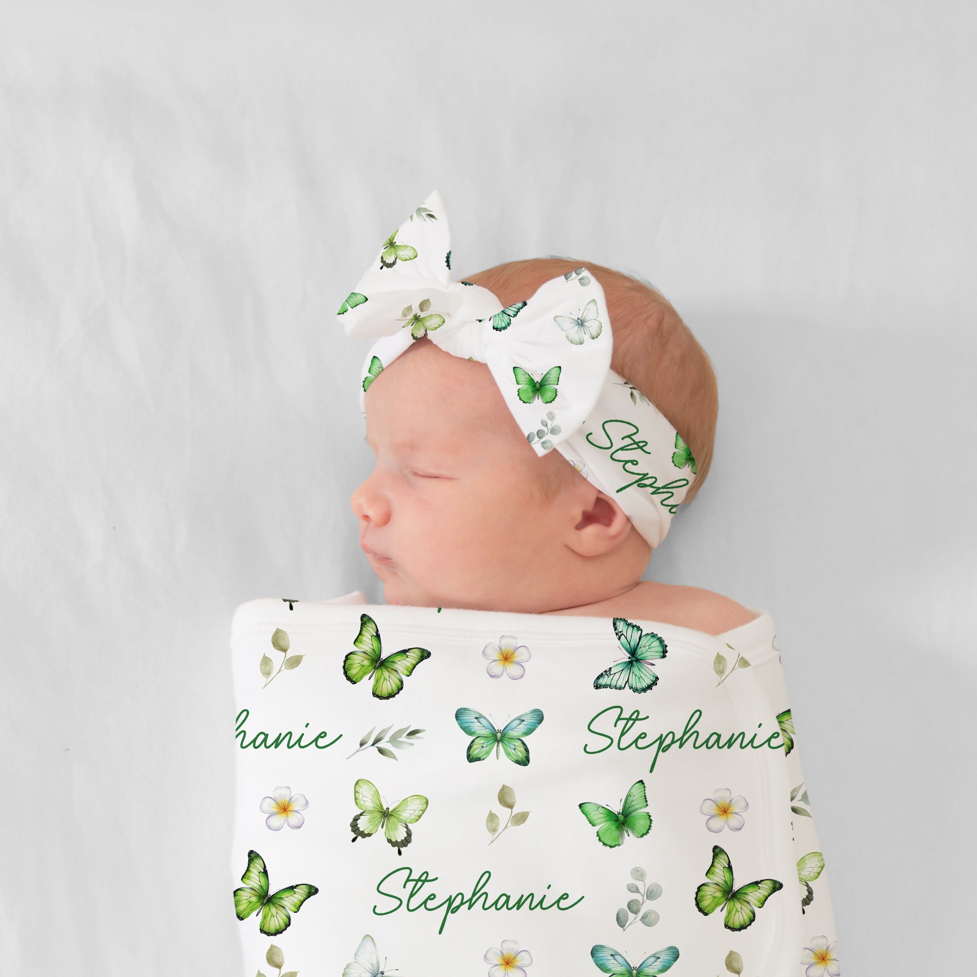 Personalized Blanket in Green Butterfly